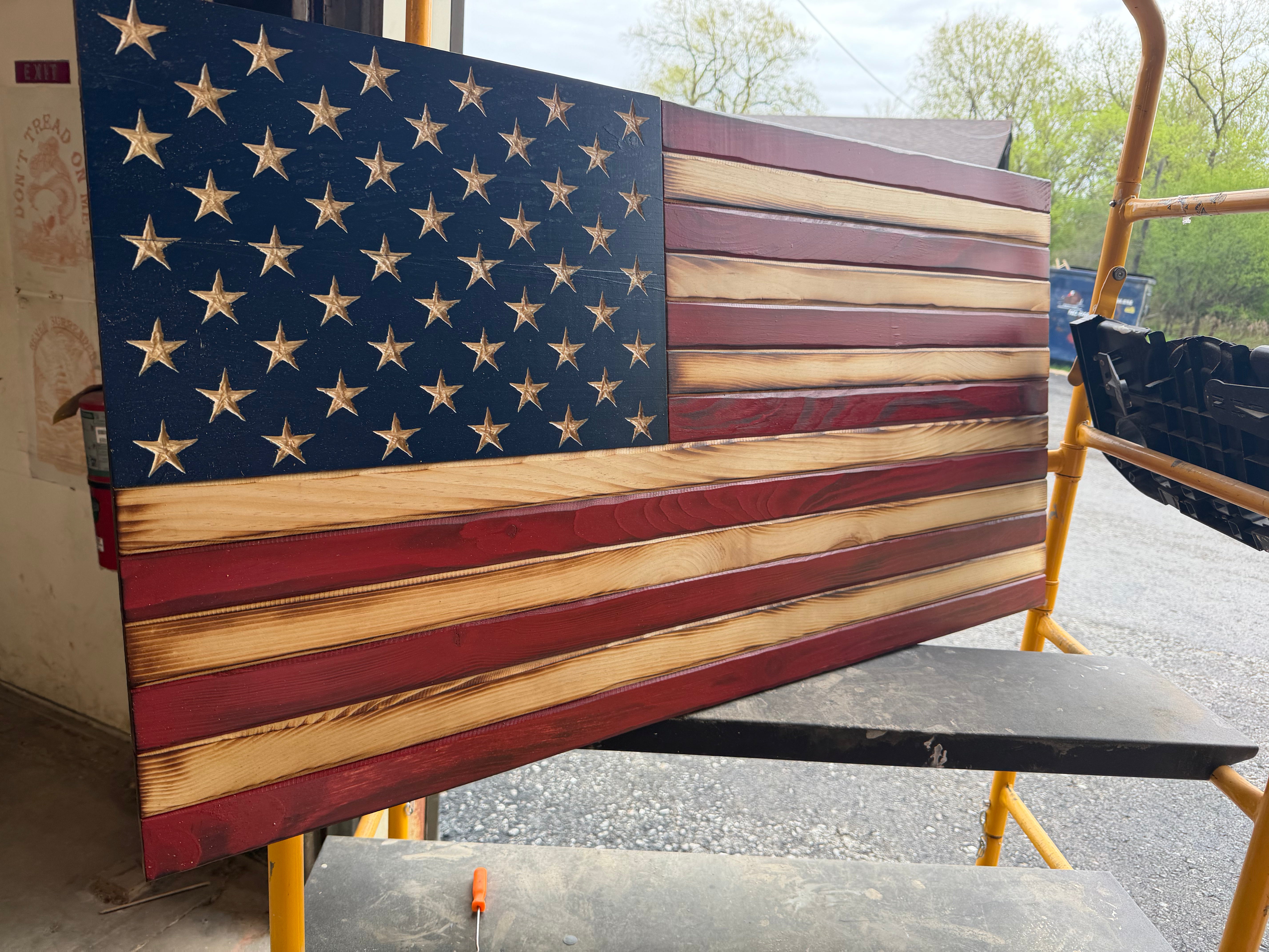 Large 46"x24" Weathered Old Glory // Imperfections and or Damage See image for details / read description EXPEDITE 43