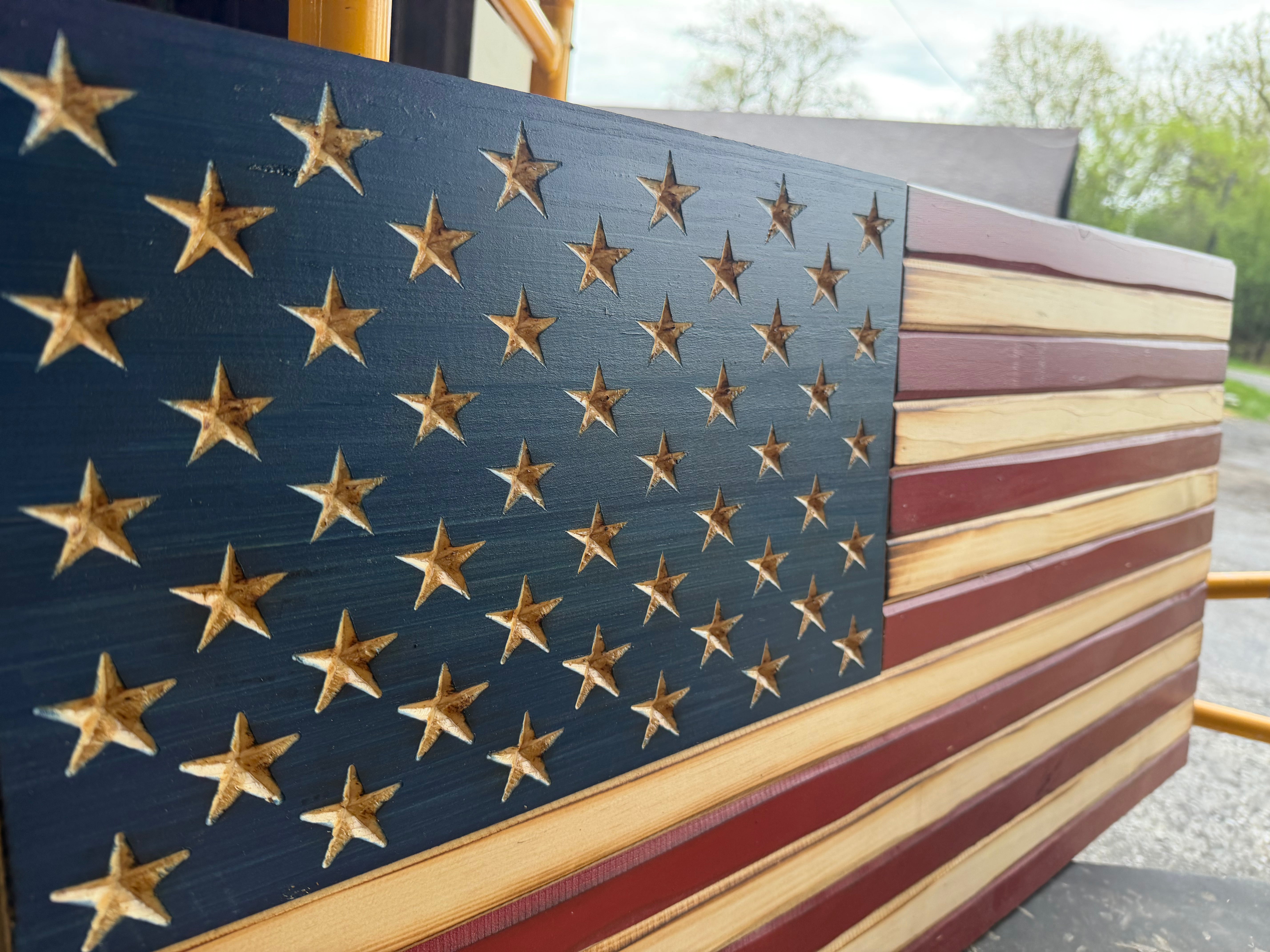Medium 38x19 Old Glory // Imperfections and or Damage See image for details / read description EXPEDITE 9876