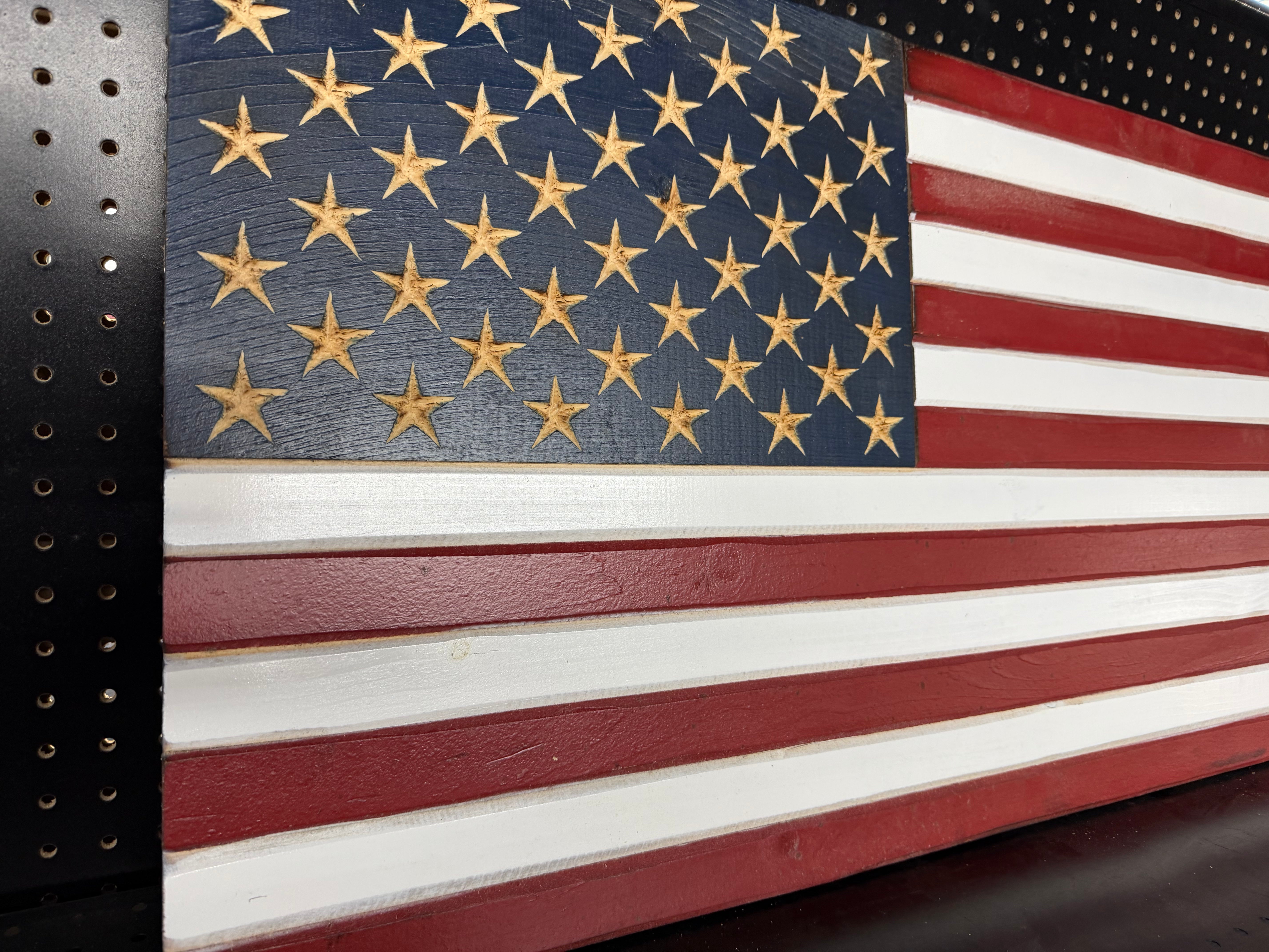 Medium 38x19 White Old Glory // Imperfections and or Damage See image for details / read description EXPEDITE 731