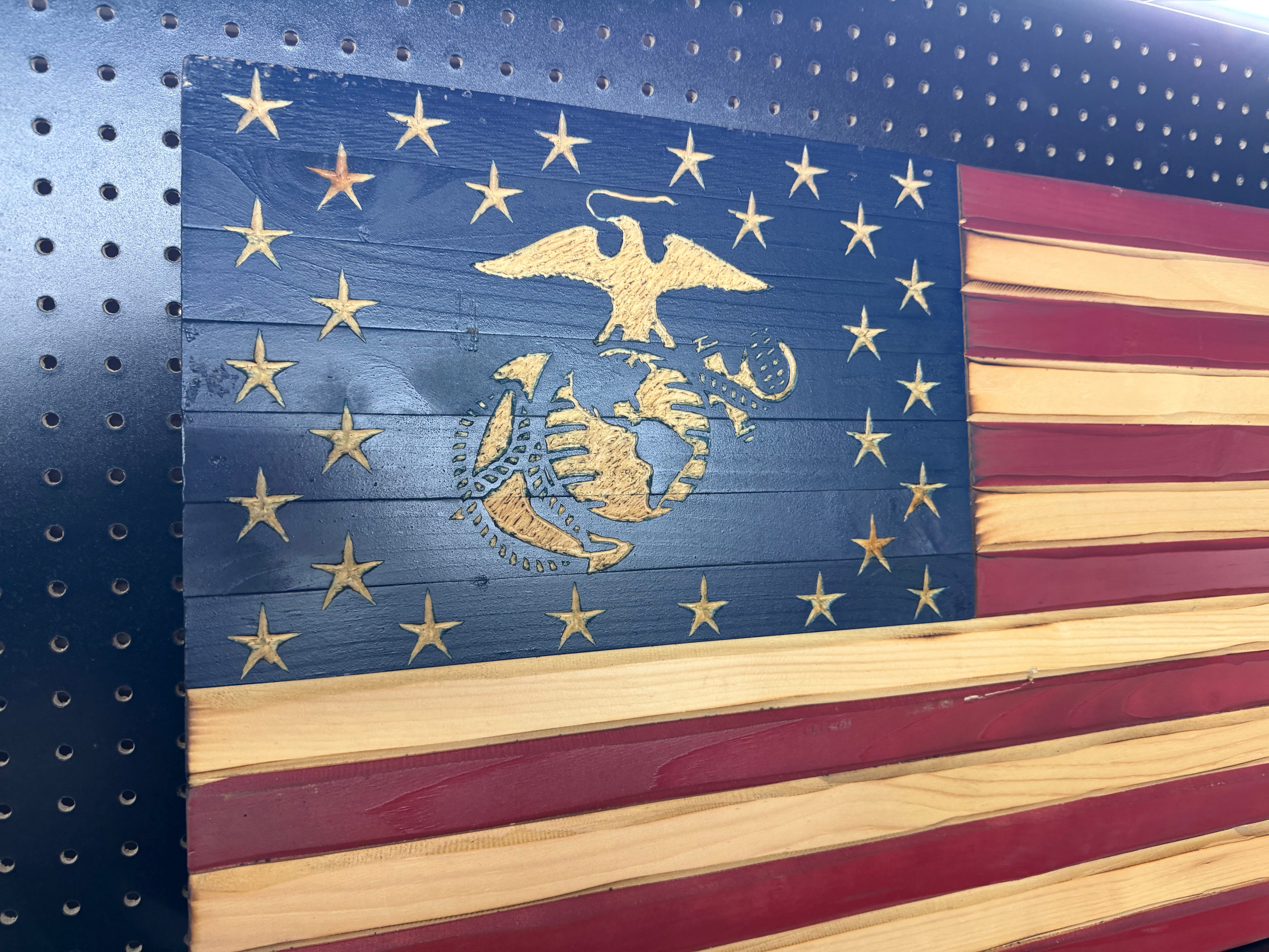 Medium 38x19 Marine Old Glory // Imperfections and or Damage See image for details / read description EXPEDITE 632
