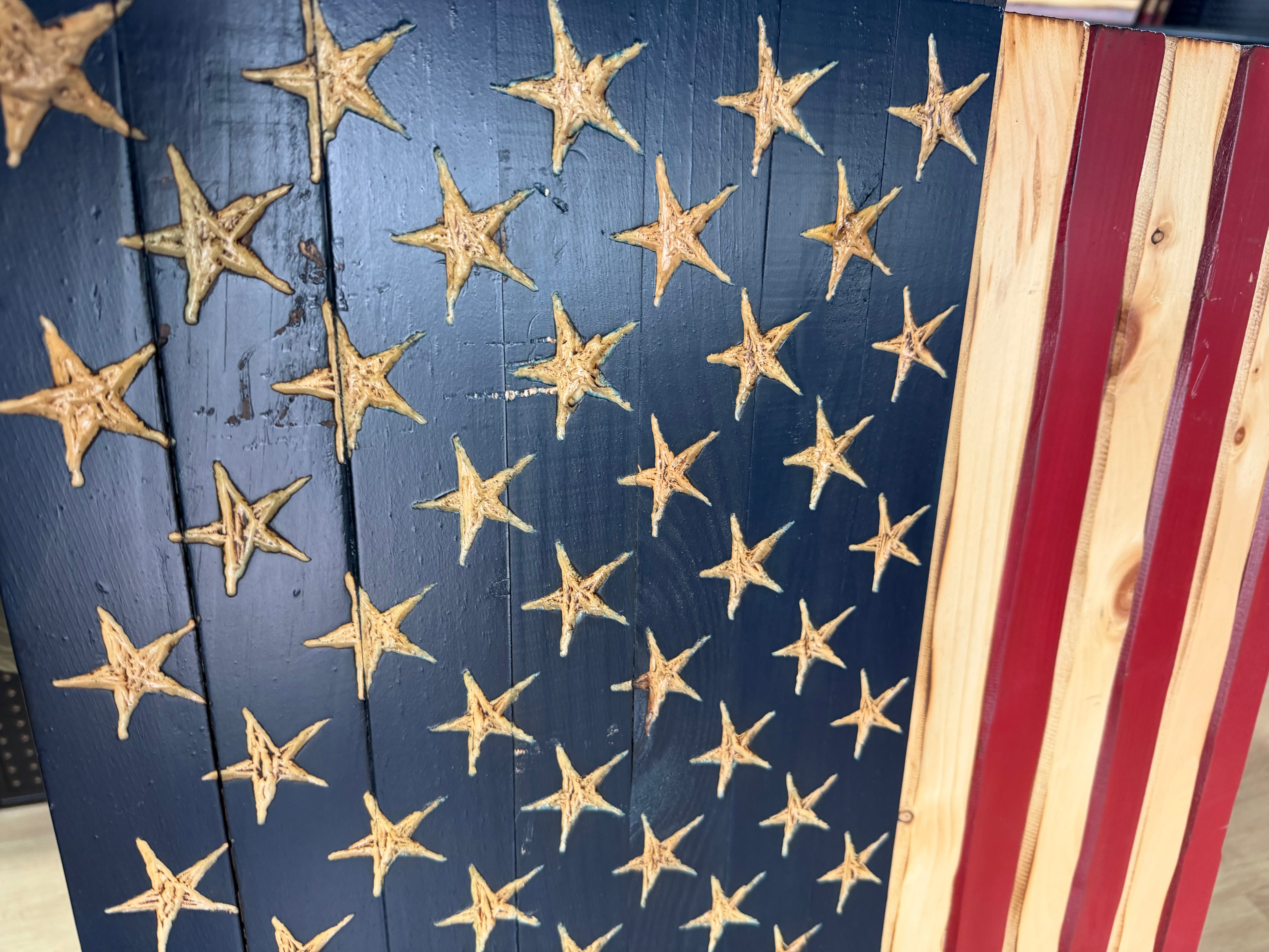Large 46"x24" Vertical Old Glory // Imperfections and or Damage See image for details / read description EXPEDITE 263
