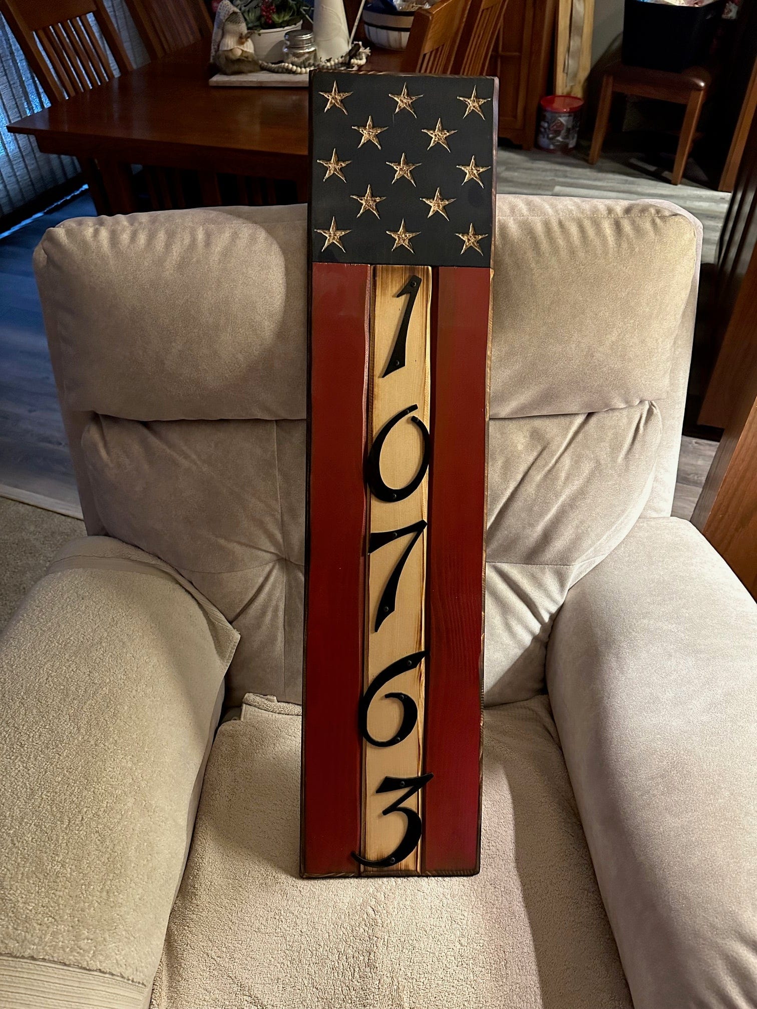 Patriotic Address Wooden American Flag Sign