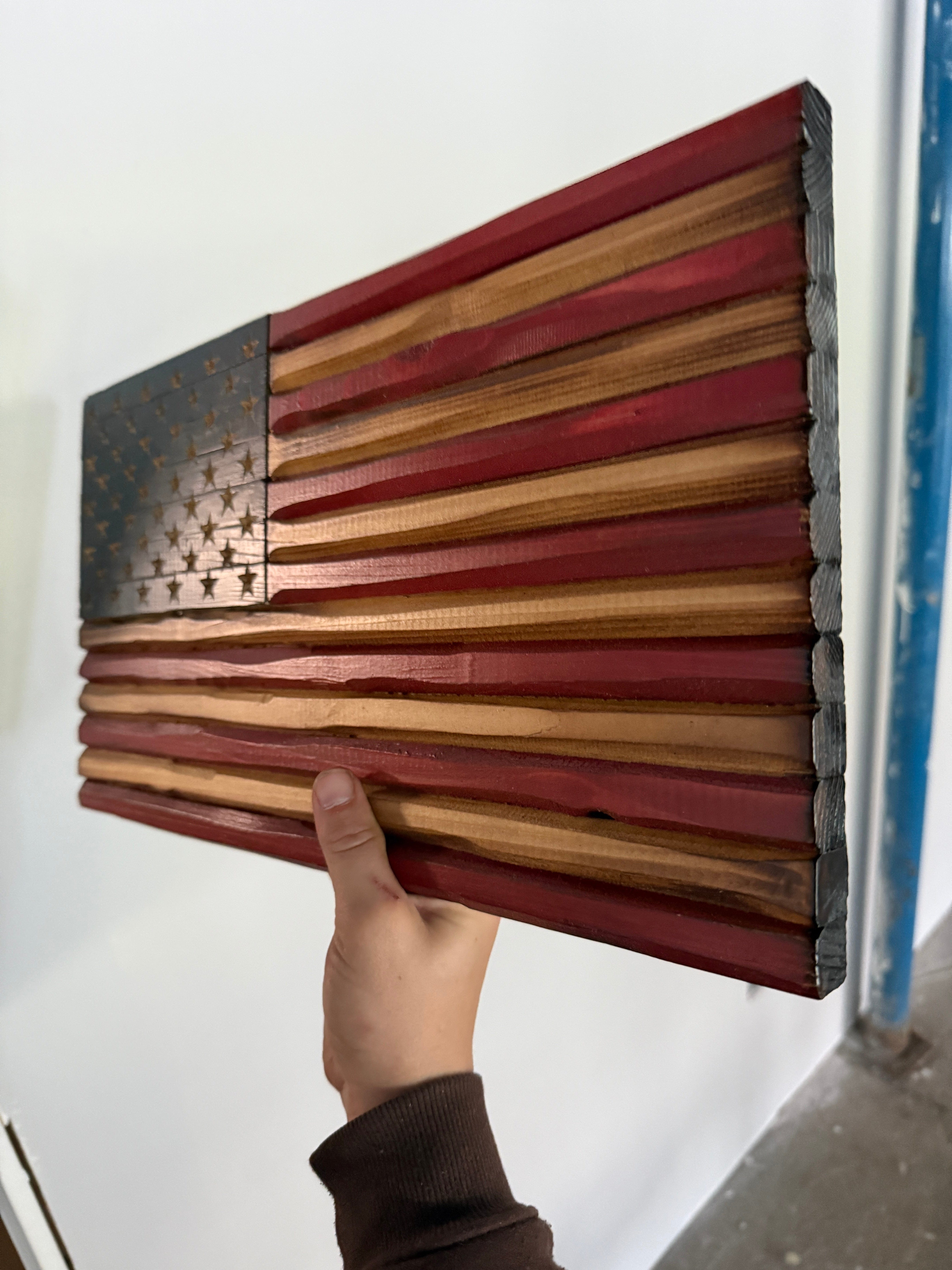 18"x10" Custom Fully Weatherproofed Cedar Old Glory