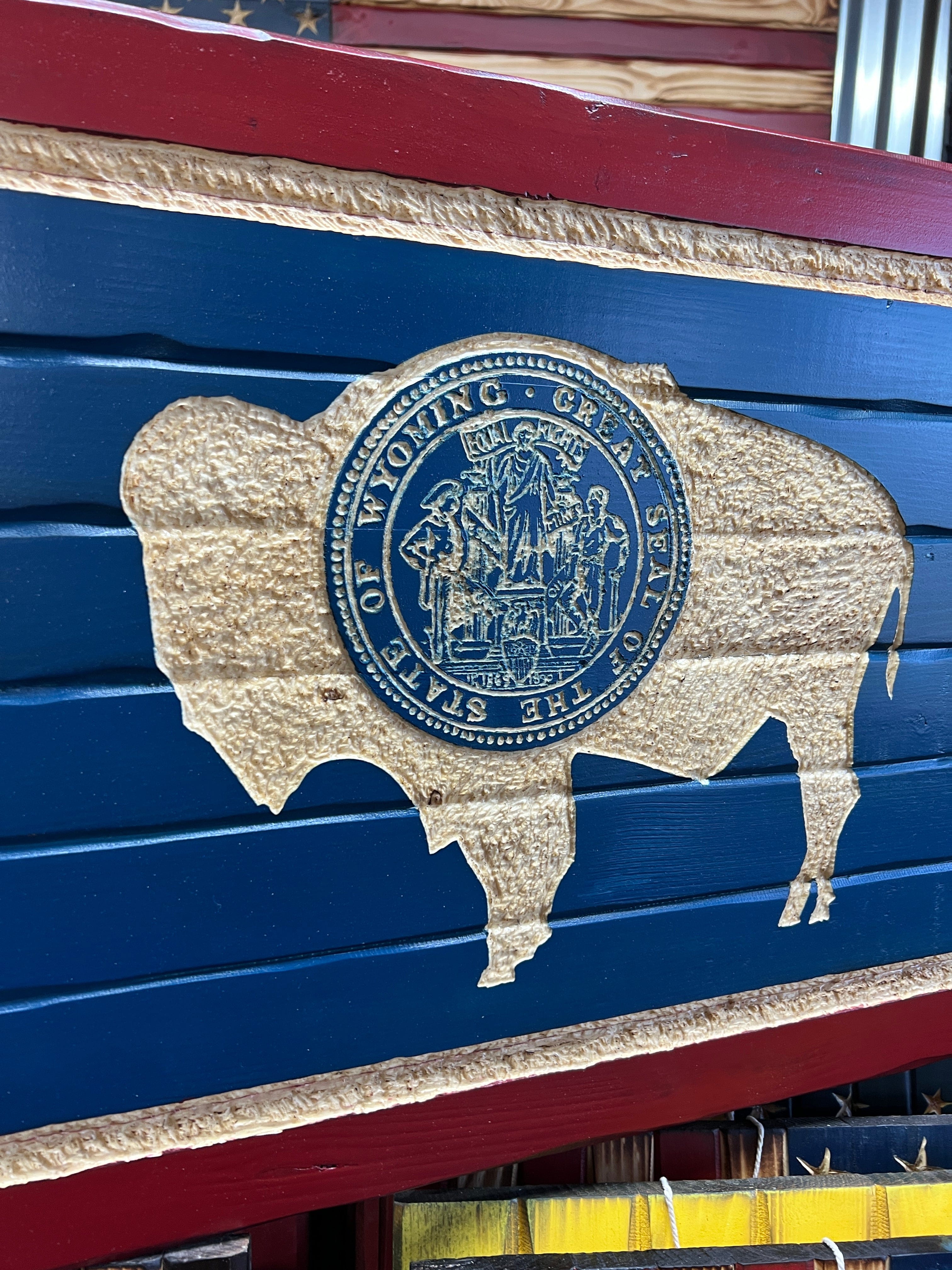 Wyoming Handcrafted Wooden Flag