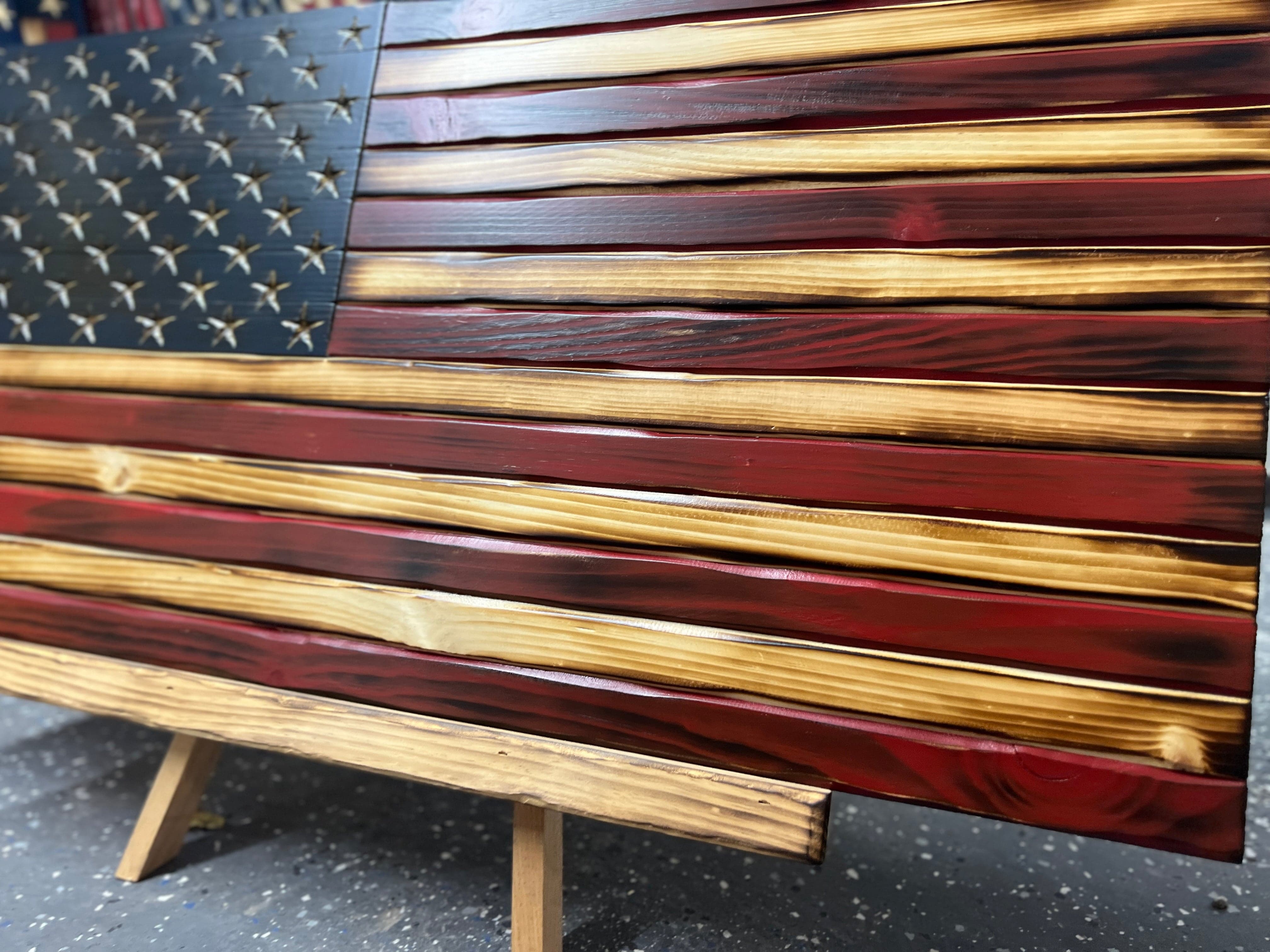 Weathered Old Glory Handmade Wooden American Flag