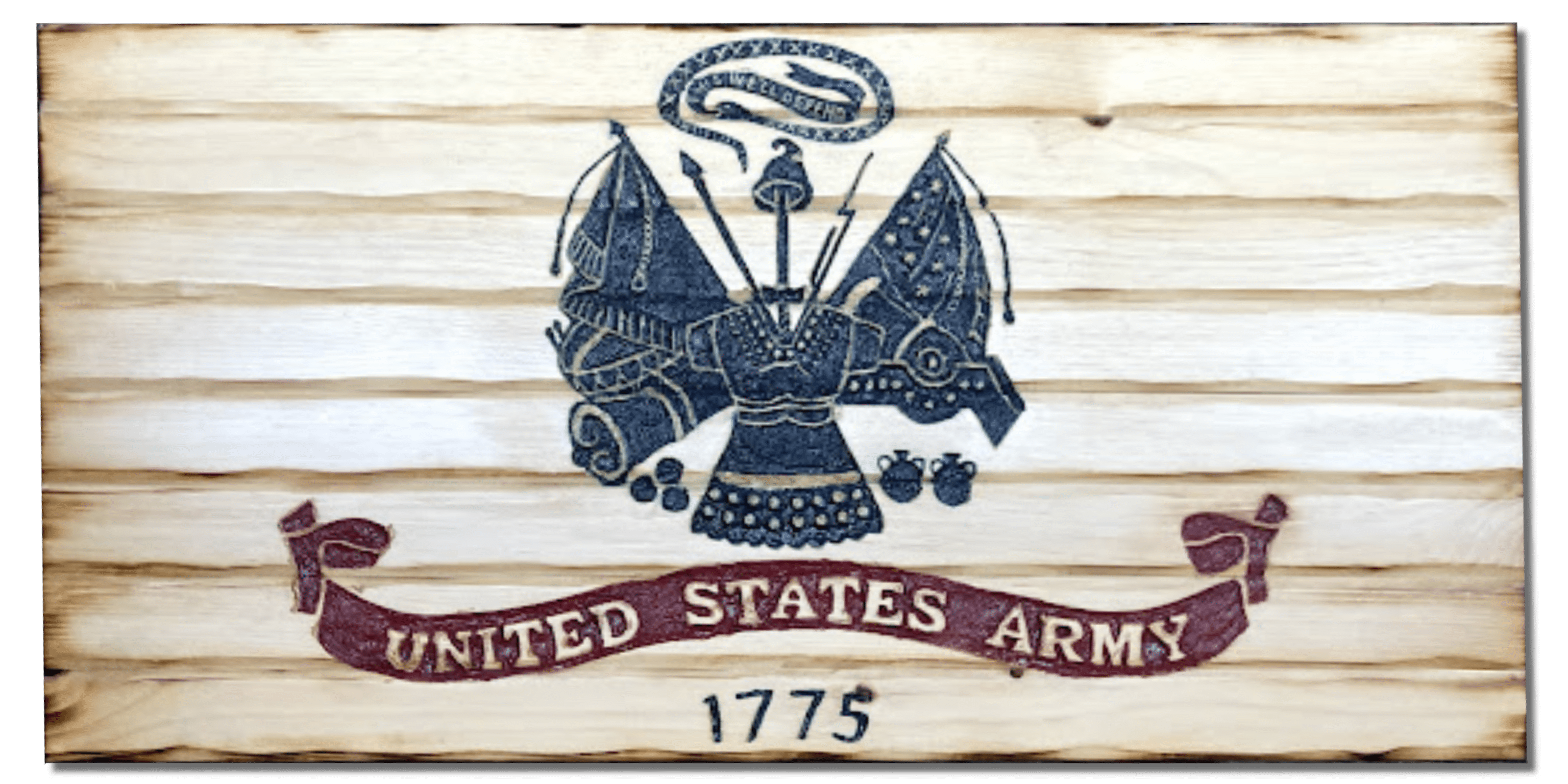 Army Full Handcarved Wooden Flag