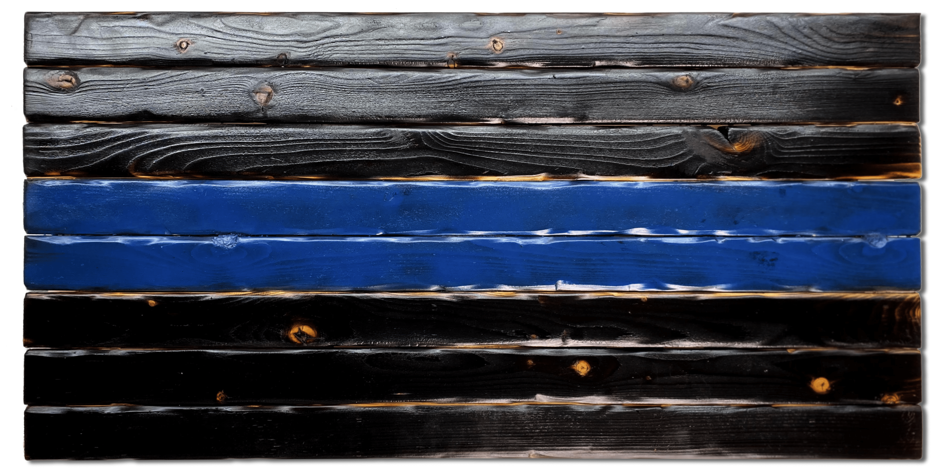 The Blue Line Handcrafted Wooden Flag