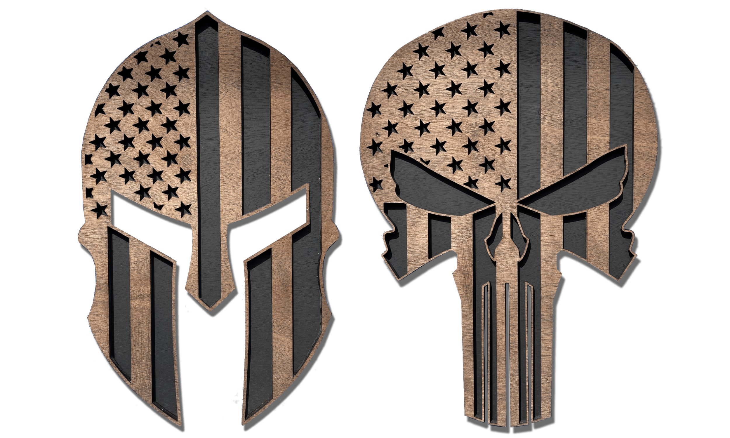 3D Wooden Patriotic Skull/Spartan Wall Art