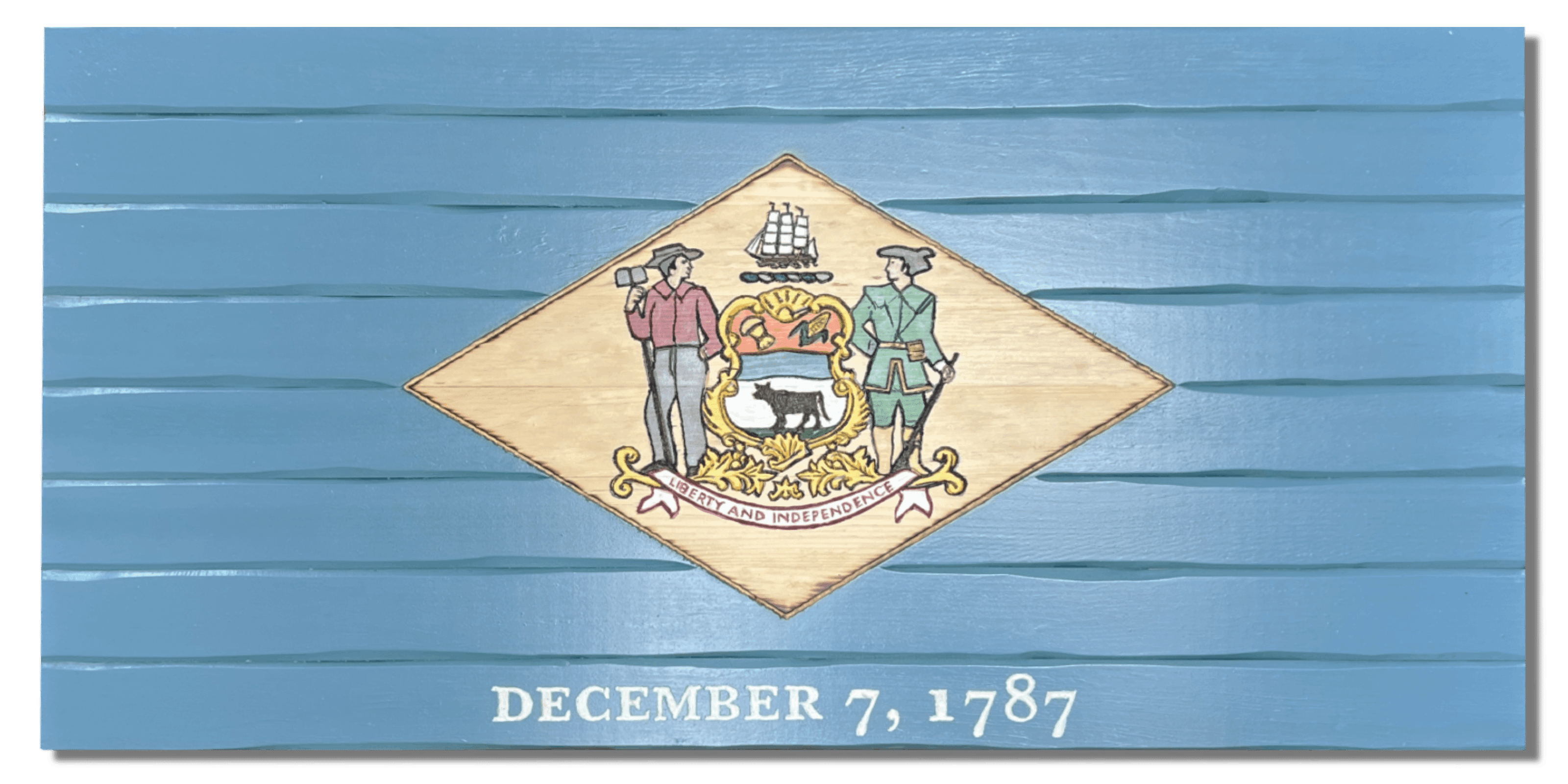 Delaware Handcarved Wooden Flag