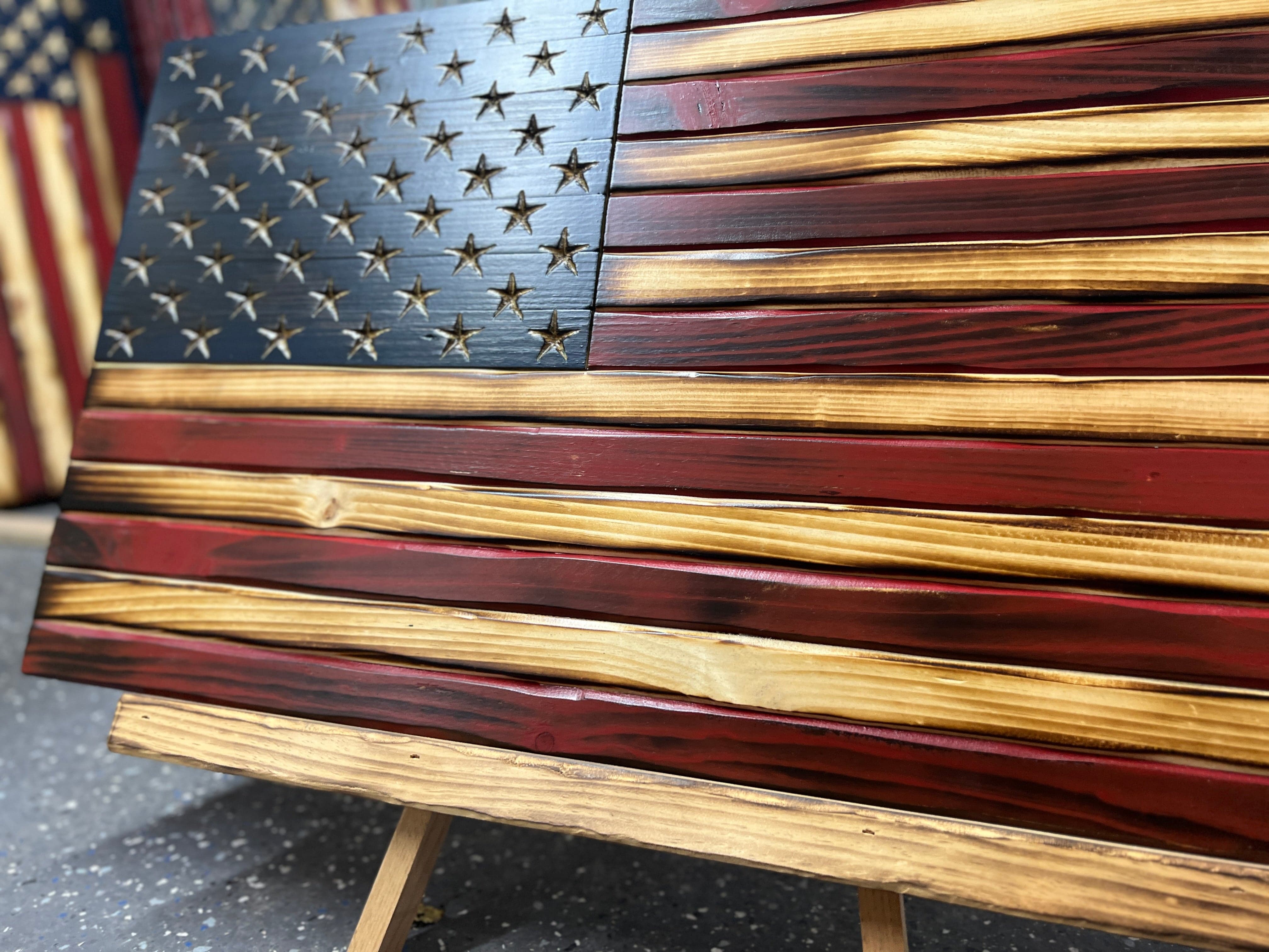 Weathered Old Glory Handmade Wooden American Flag