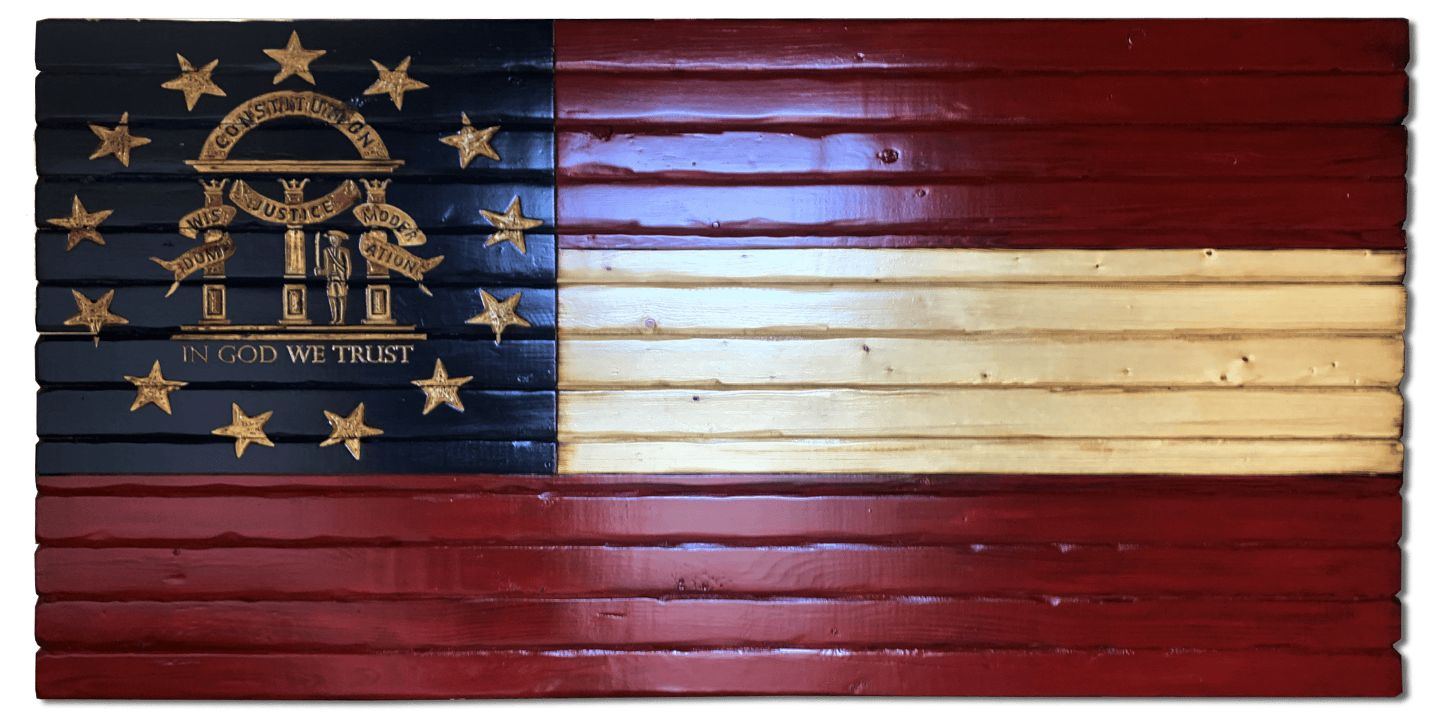 Georgia State Shape Wood Flag