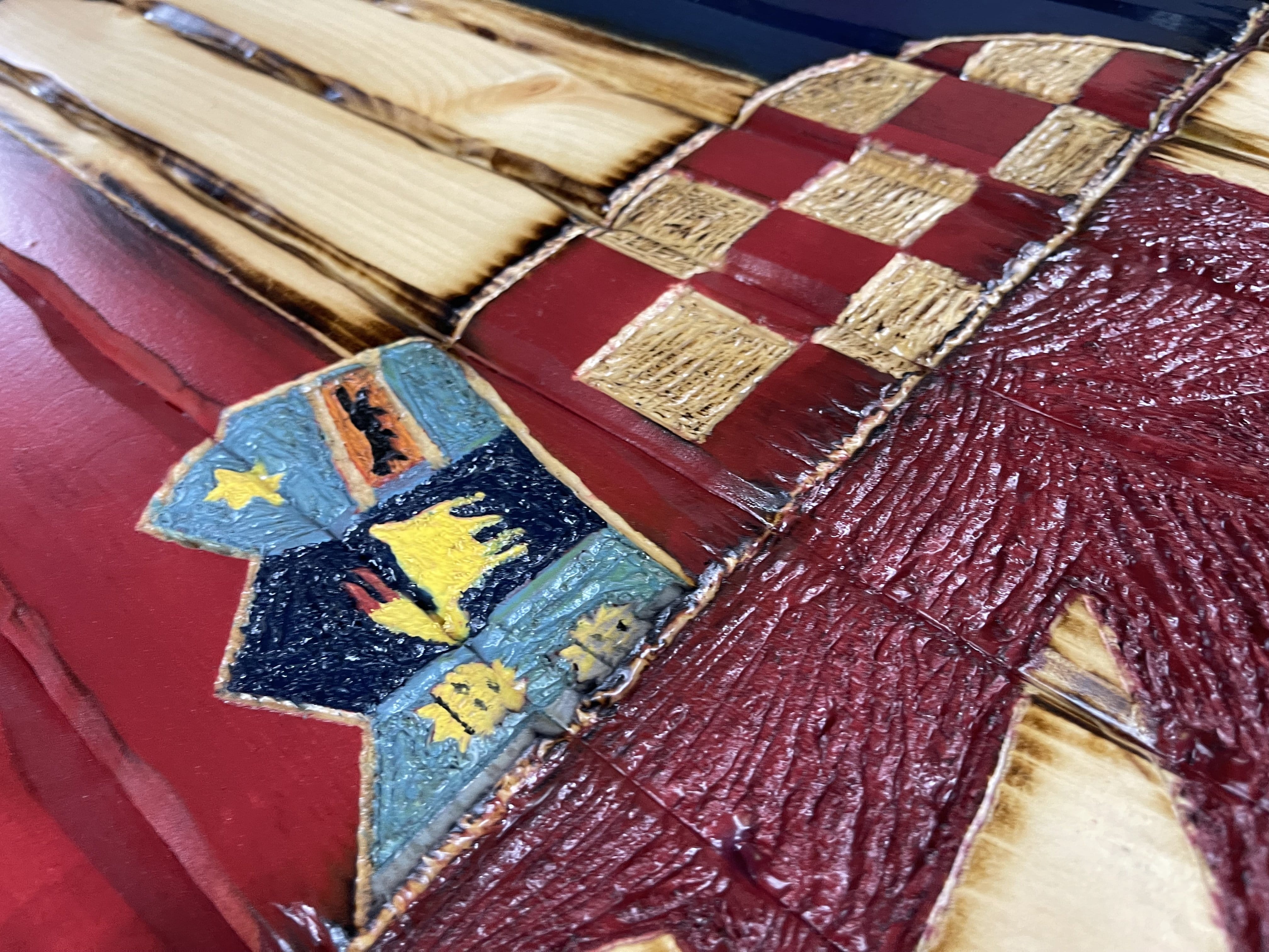 Canada/Croatia Handcarved Wooden Flag