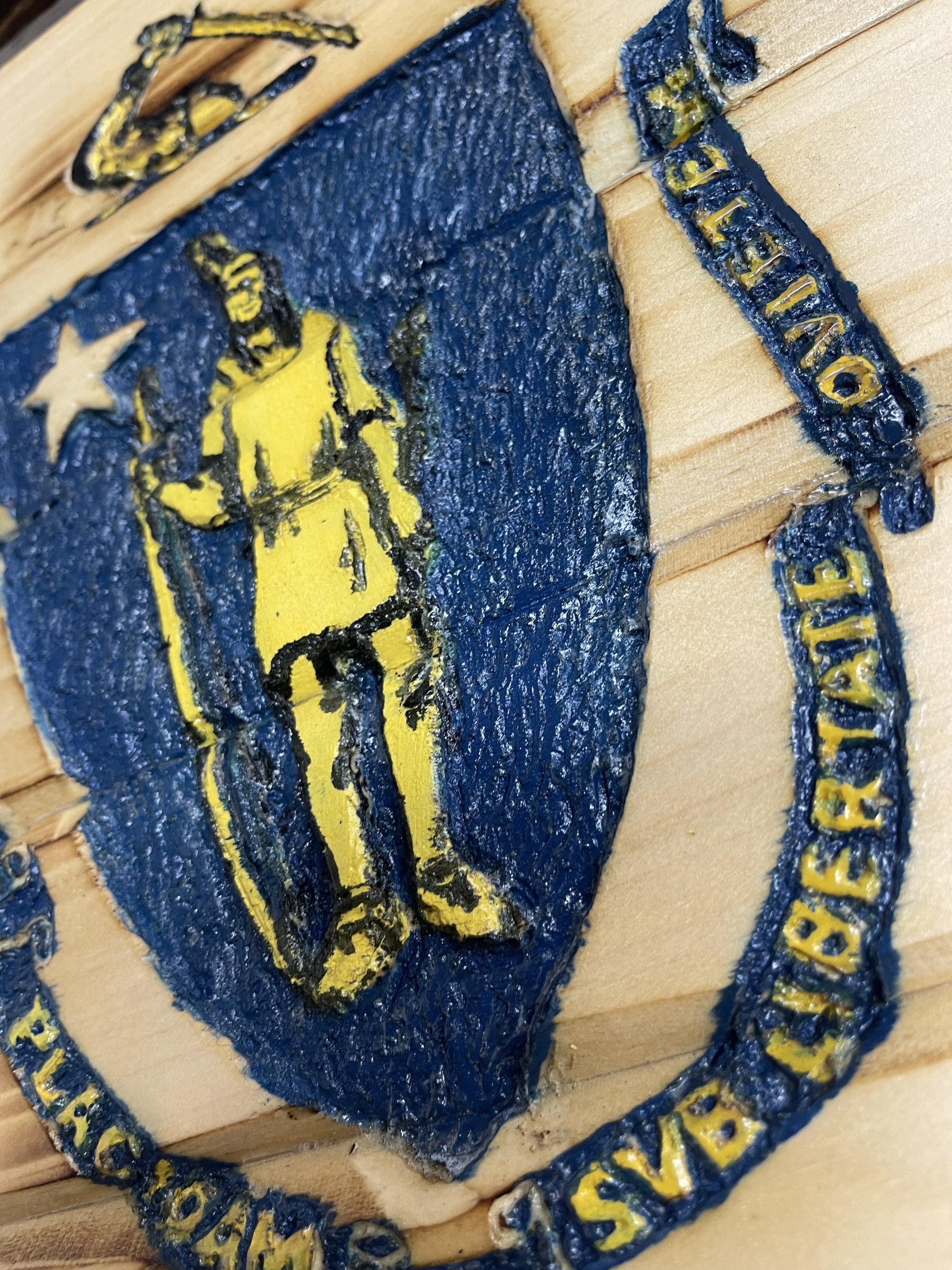 Massachusetts Handcarved Wooden Flag