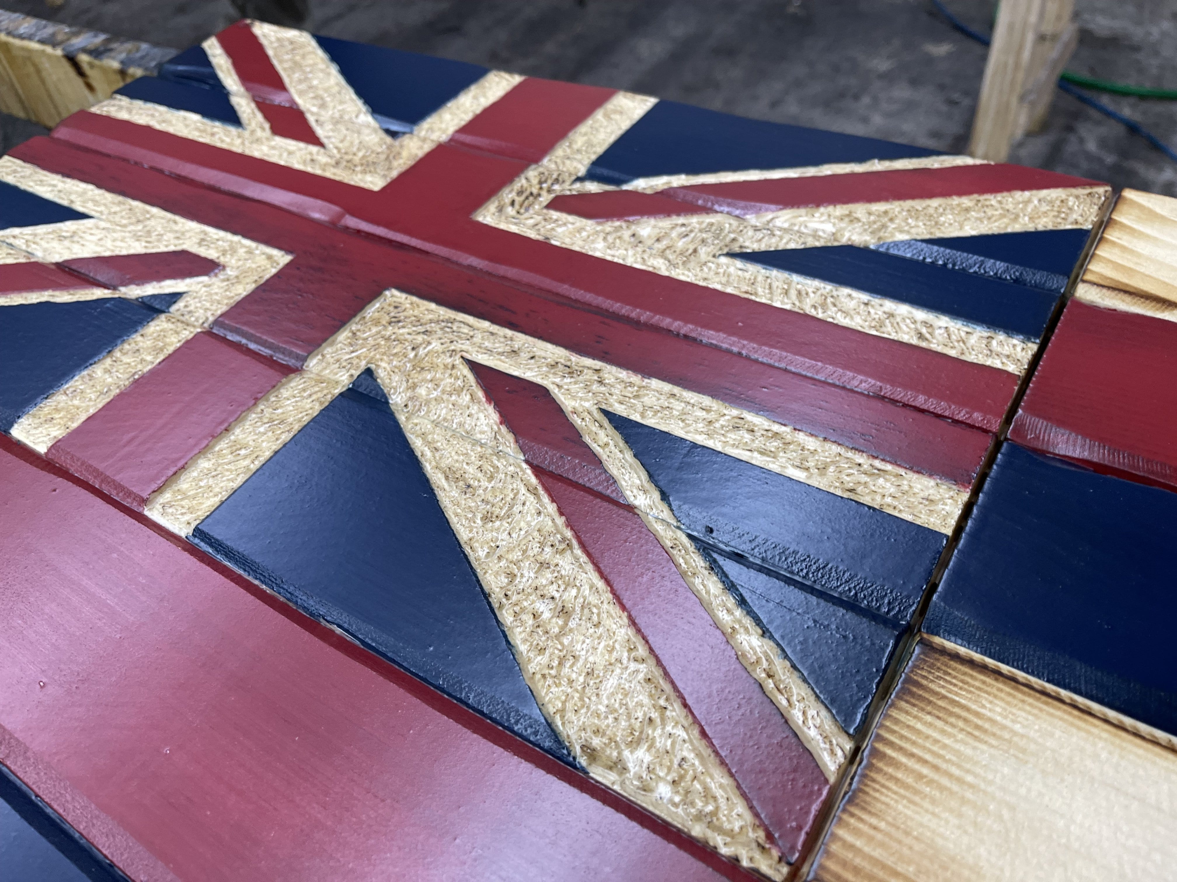 Hawaii Handcarved Wooden Flag