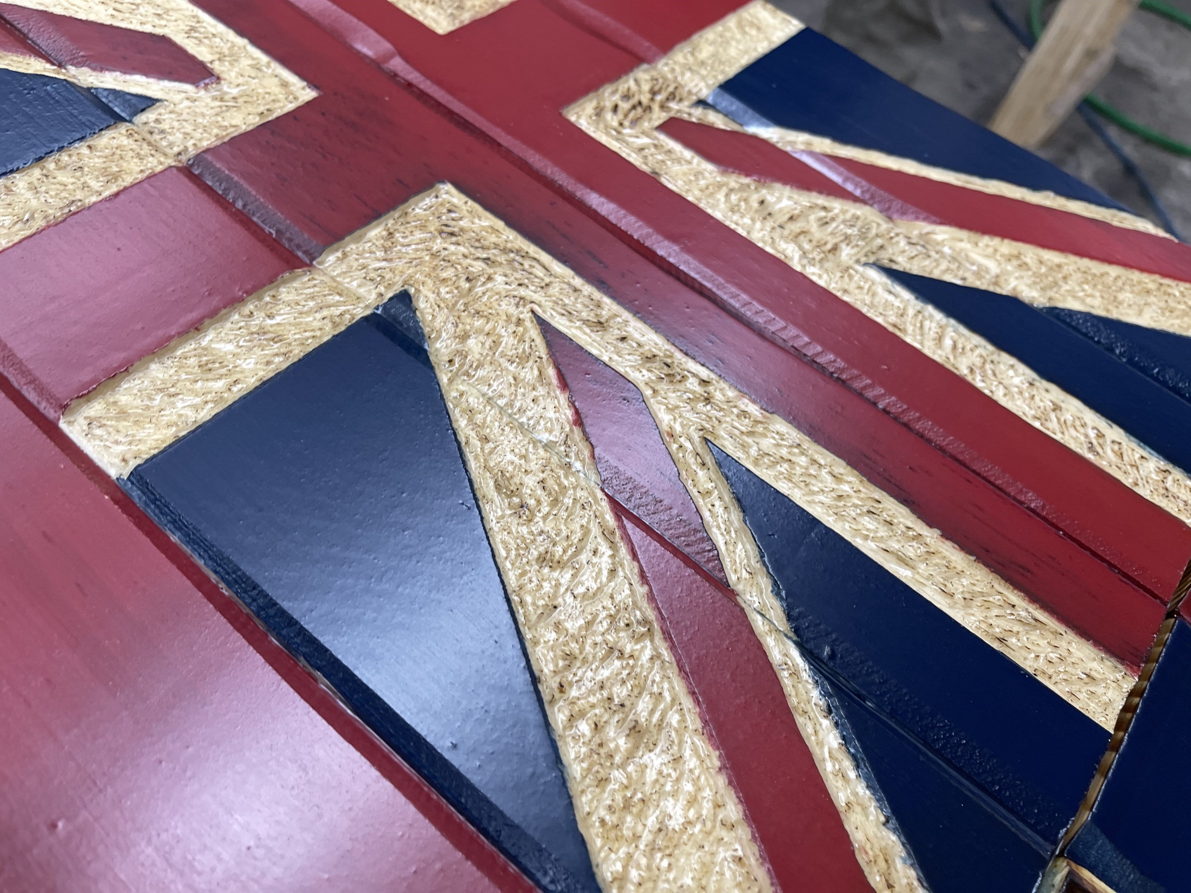 Hawaii Handcarved Wooden Flag