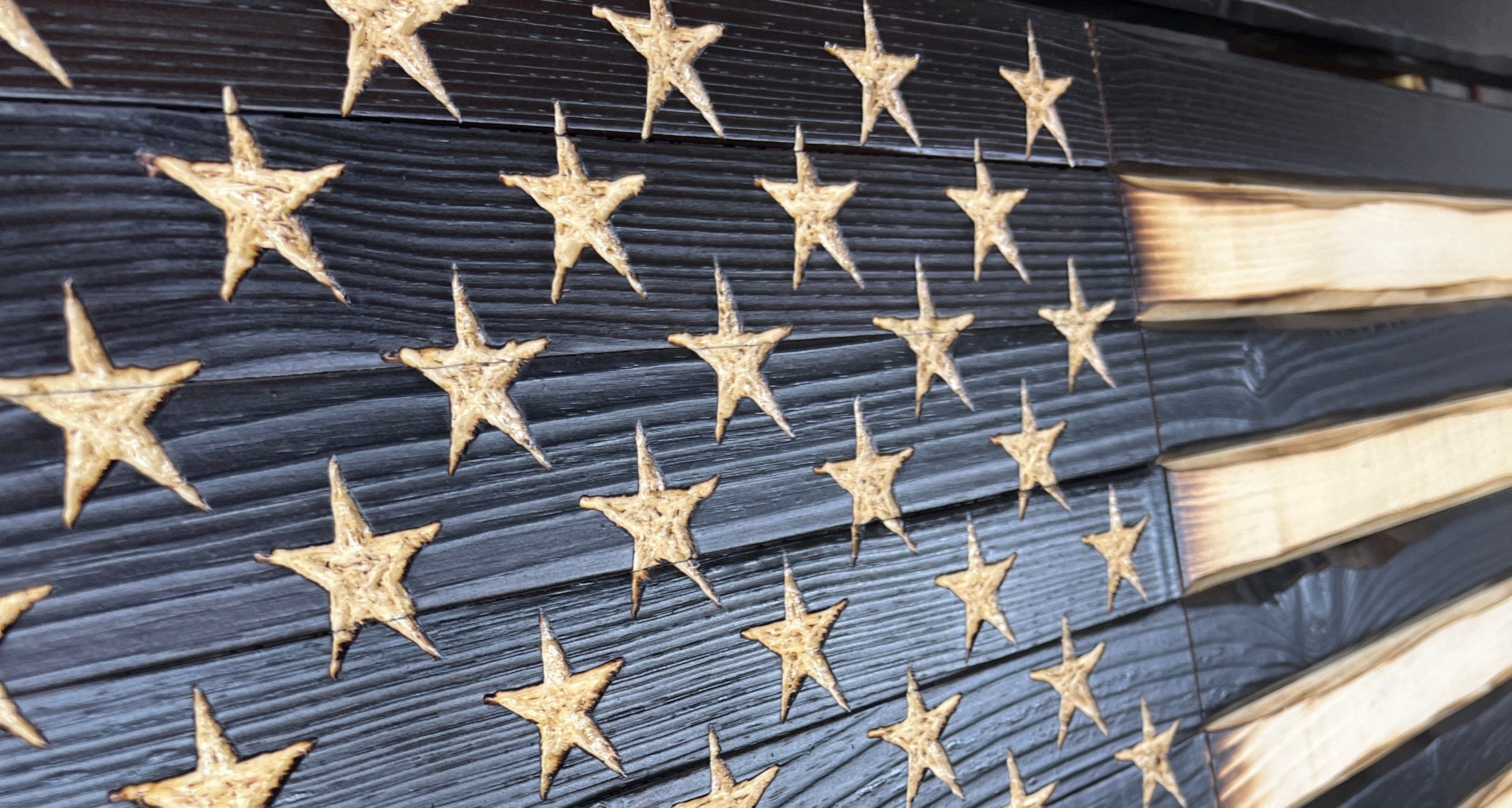 Thin Red Line Handcrafted Wooden Flag