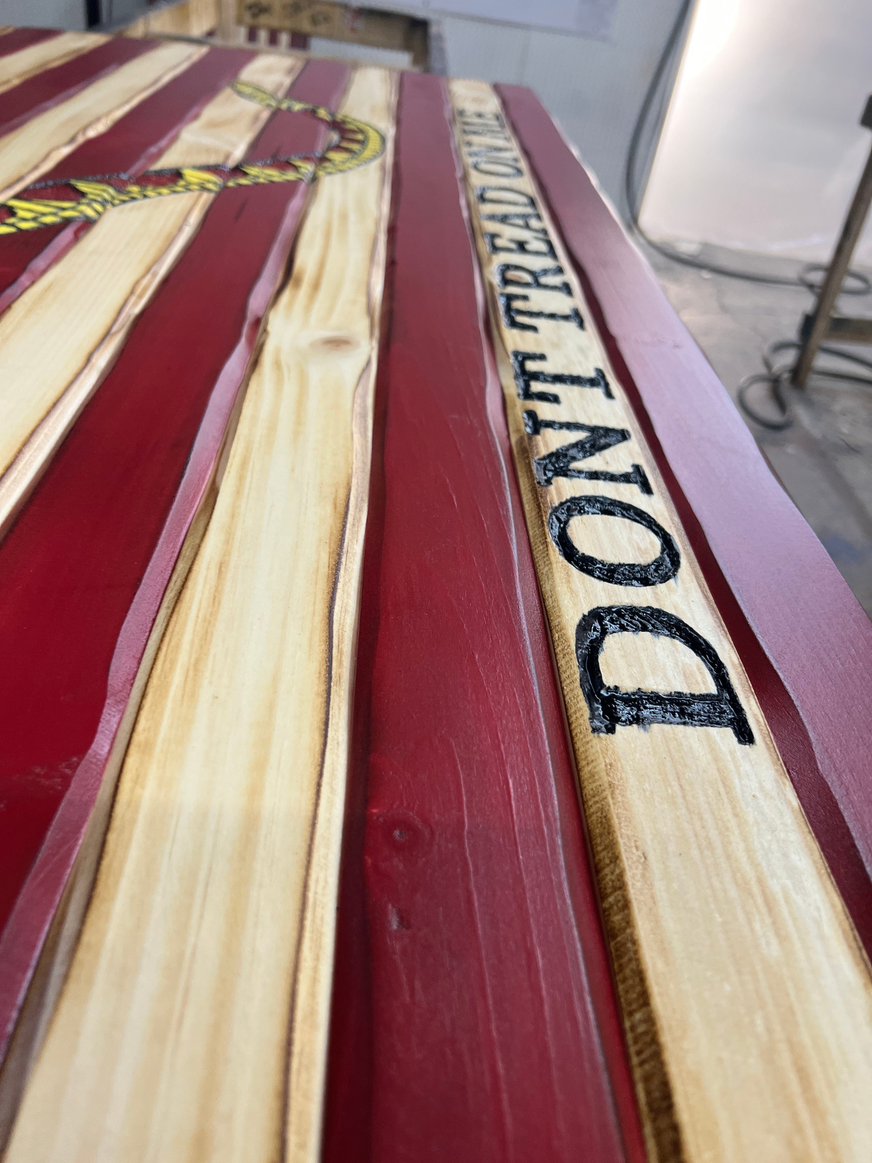 Navy Jack Handcarved Wooden Flag