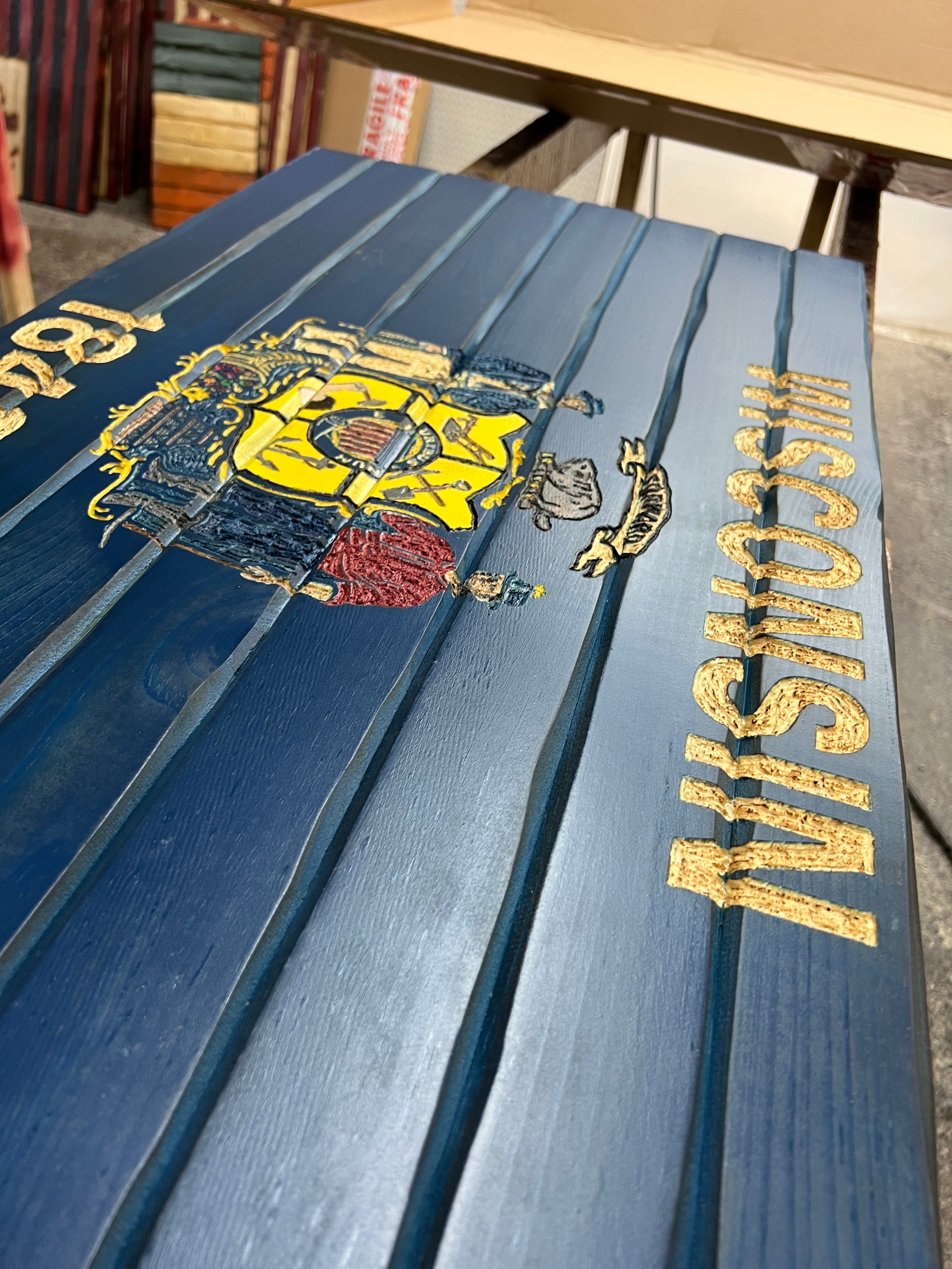 Wisconsin Wooden Flag