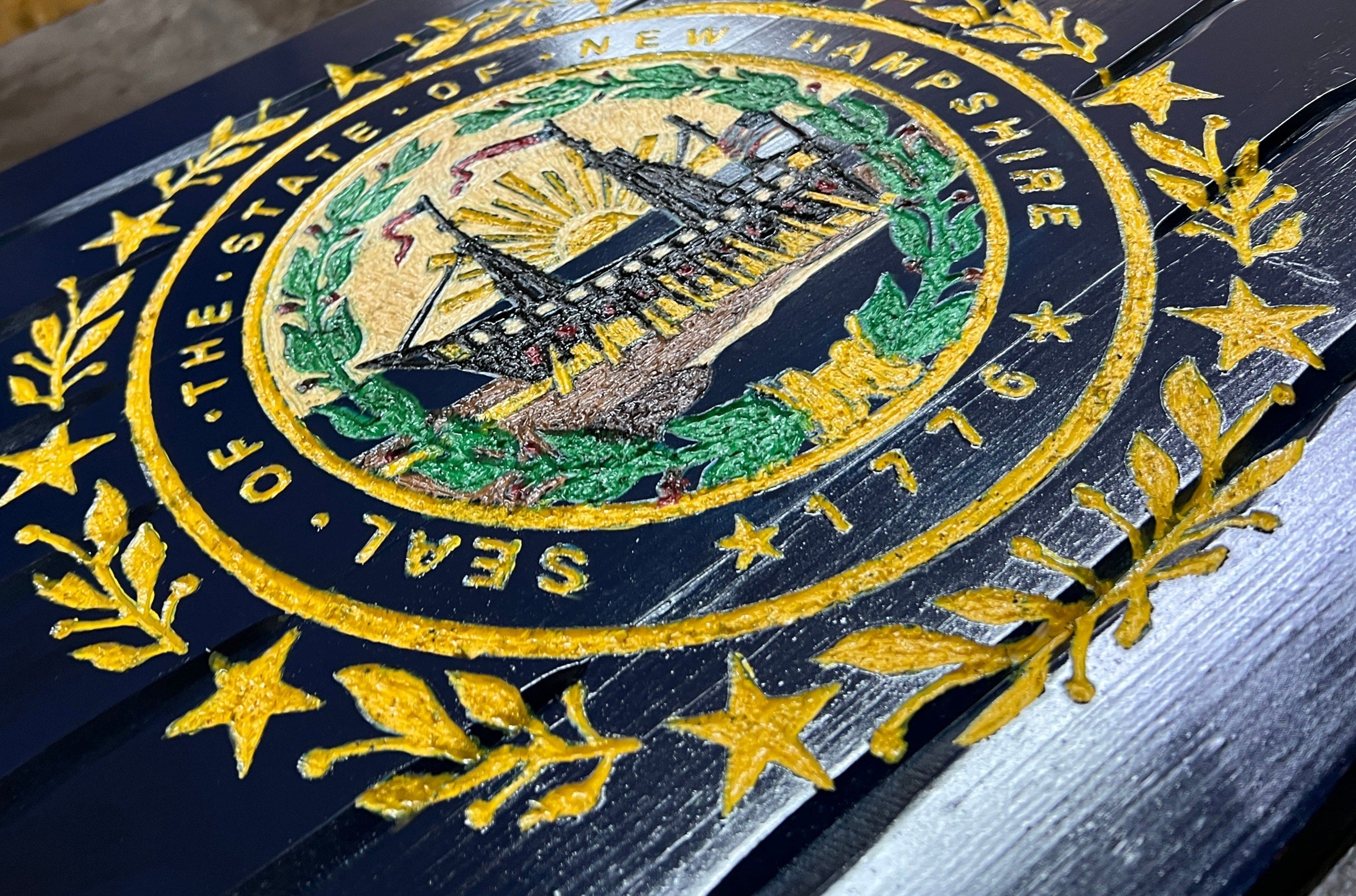 NEW HAMPSHIRE WOODEN FLAG
