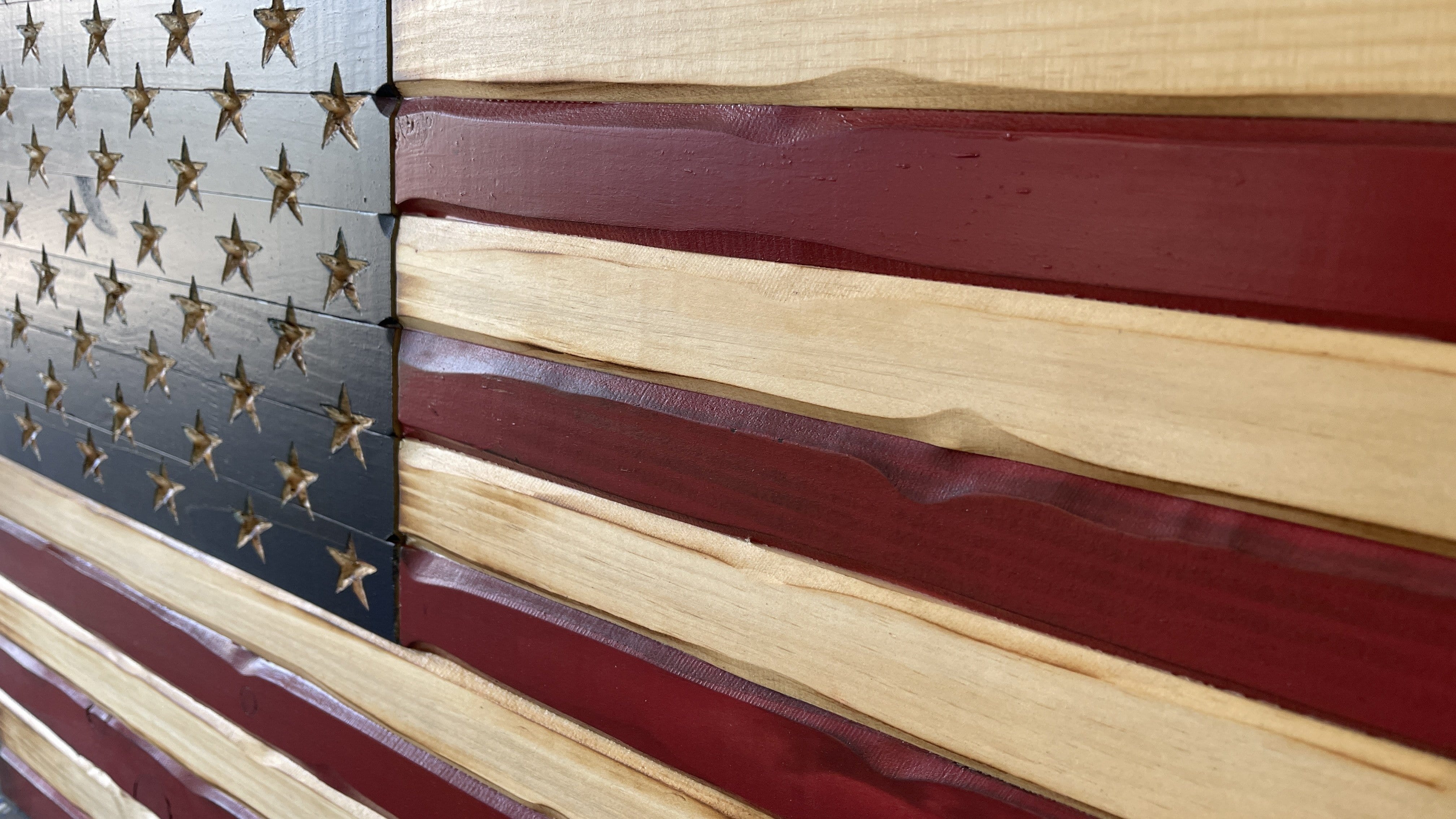 Vertical Old Glory Handmade Wooden Flag