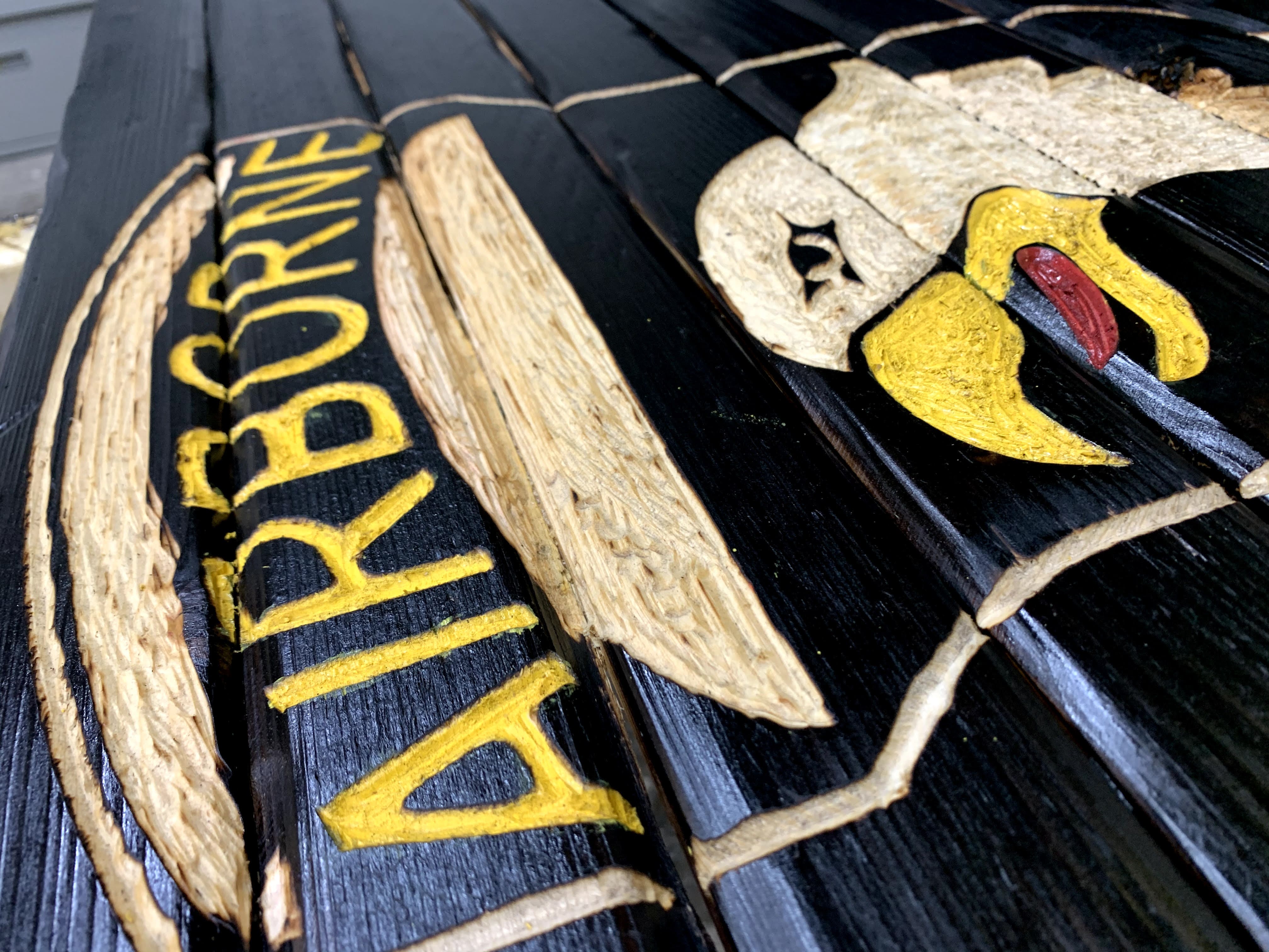101st Airborne Handcarved Wooden Flag