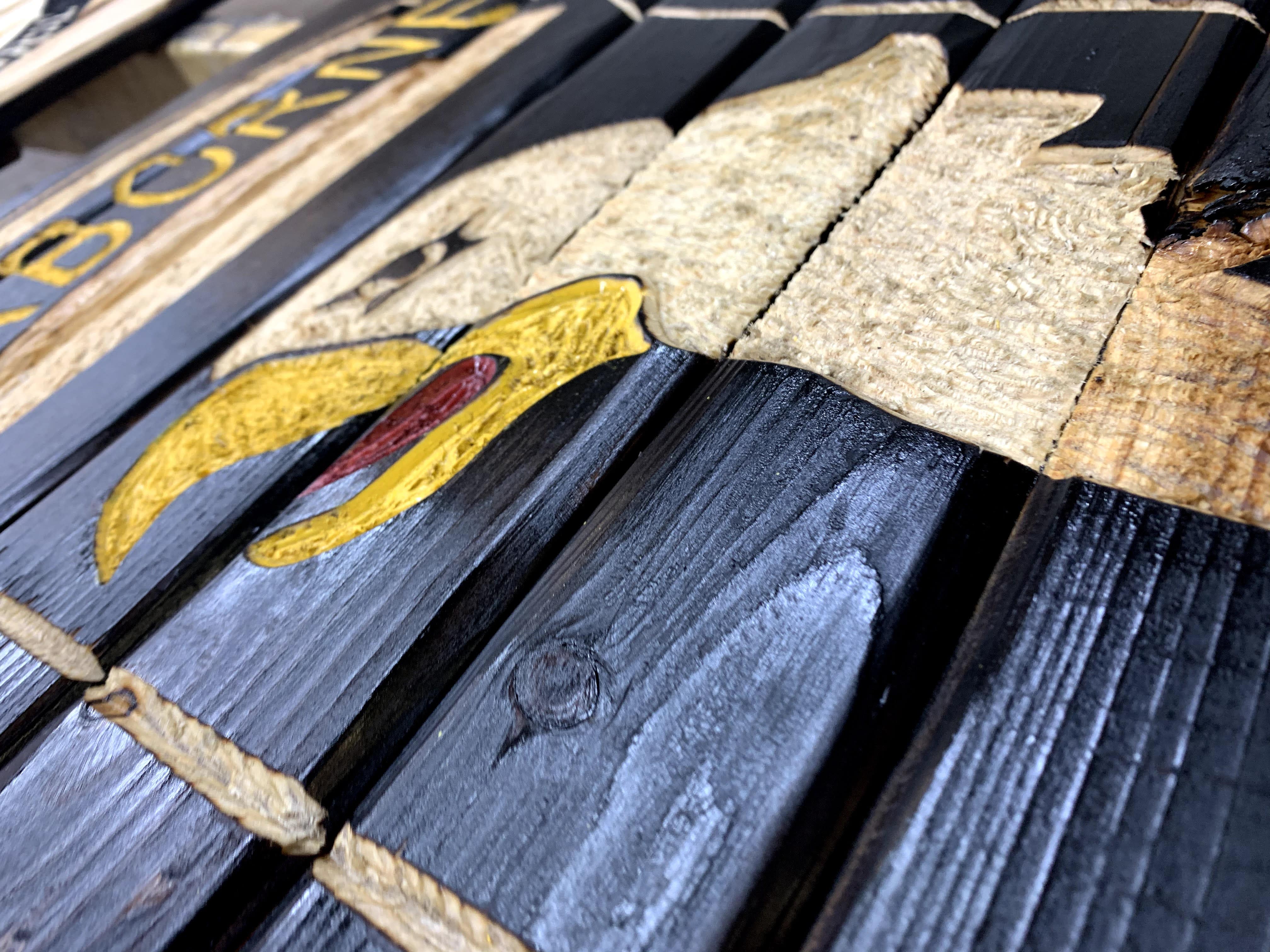 101st Airborne Handcarved Wooden Flag