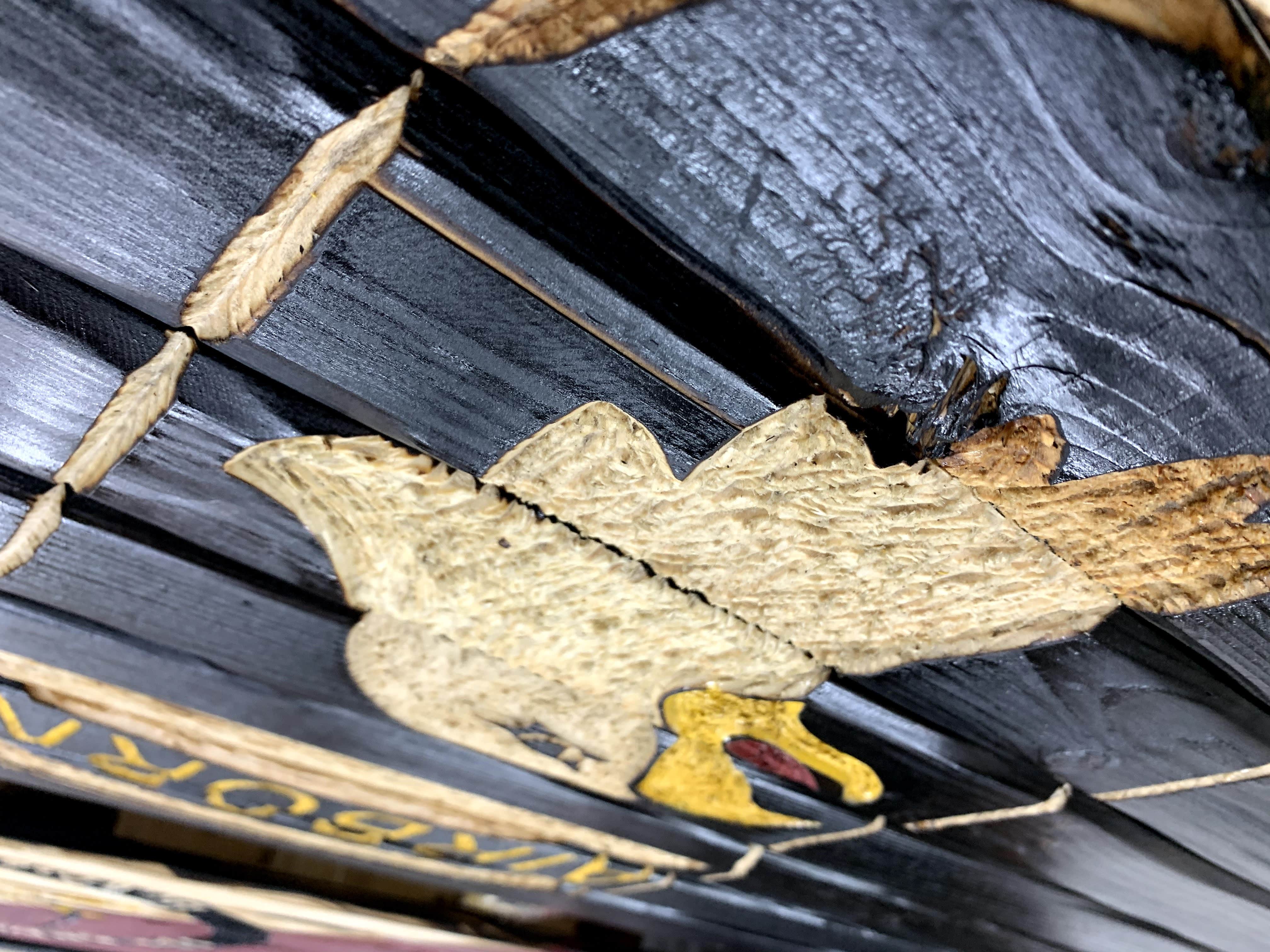 101st Airborne Handcarved Wooden Flag