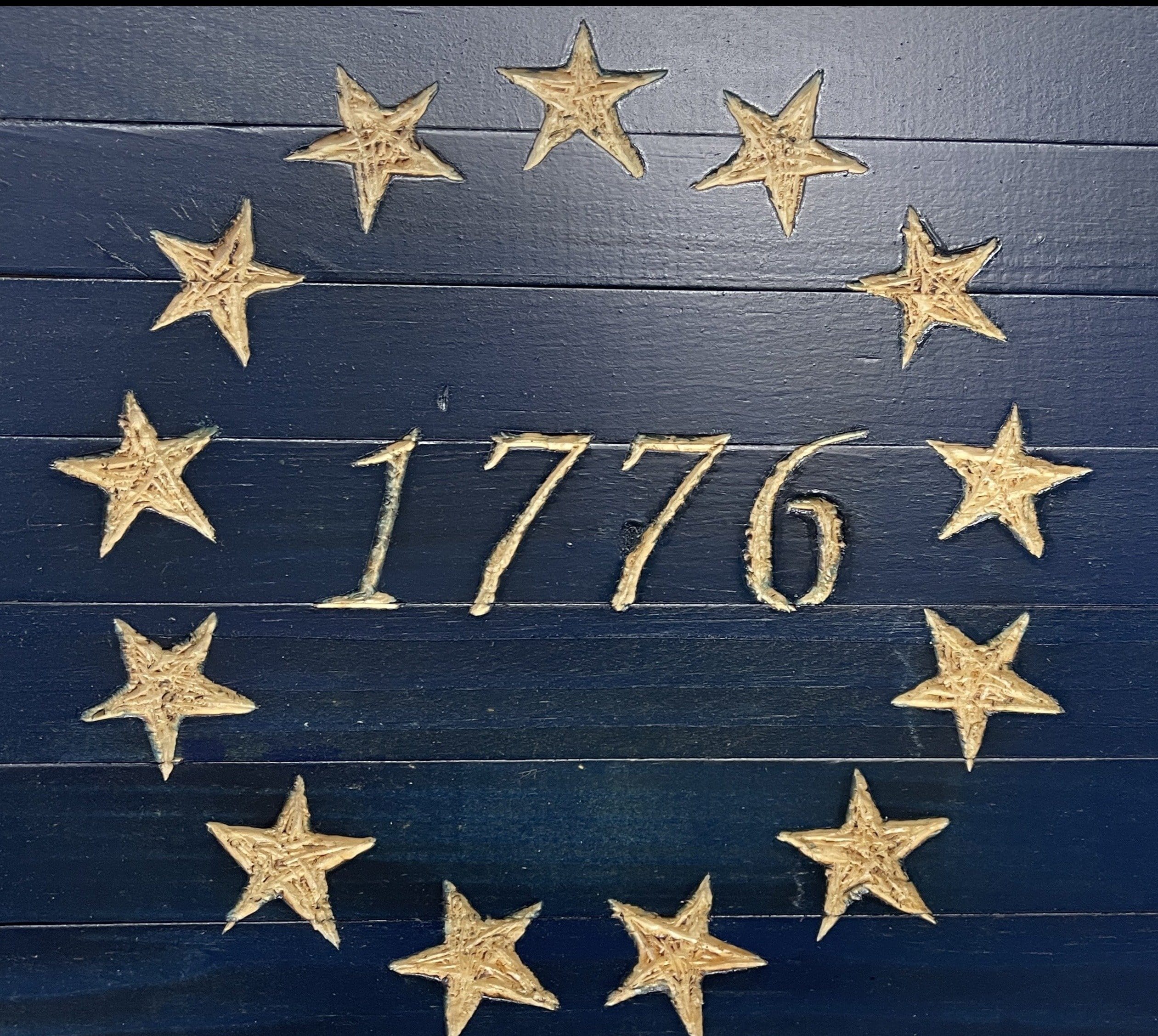 1776 Betsy Ross Handcarved Wooden American Flag