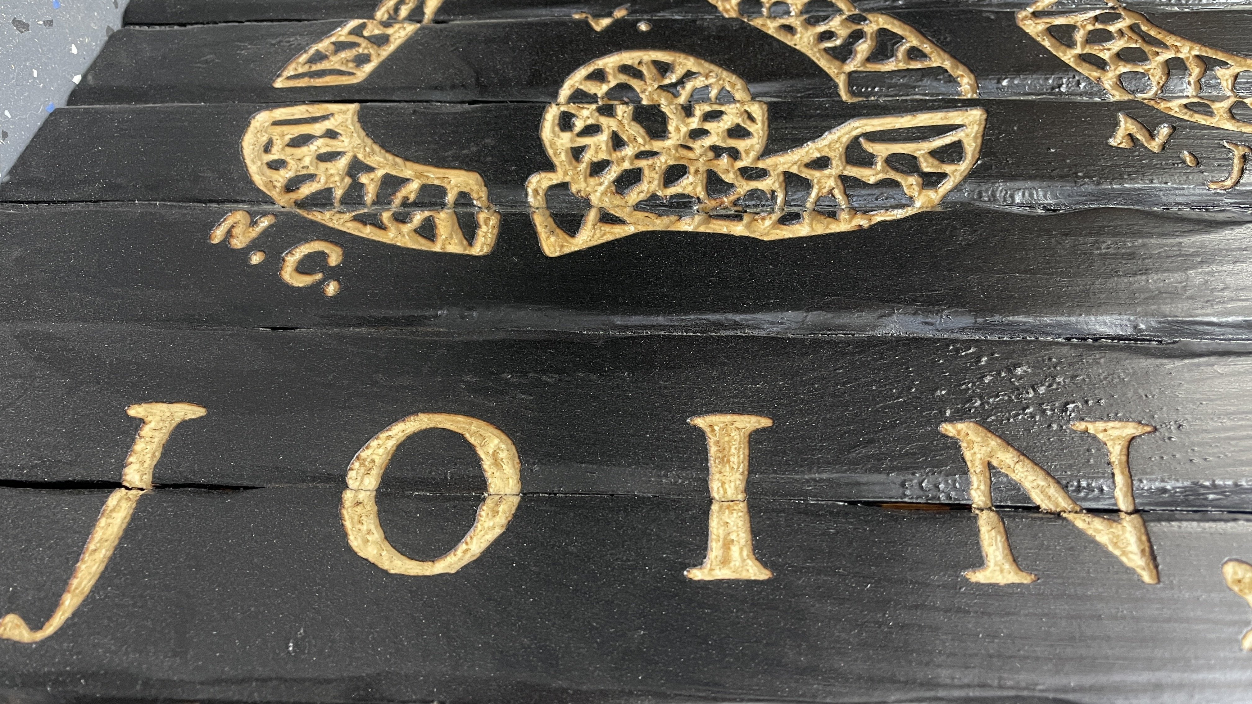 Join Or Die Handcarved Wooden Flag