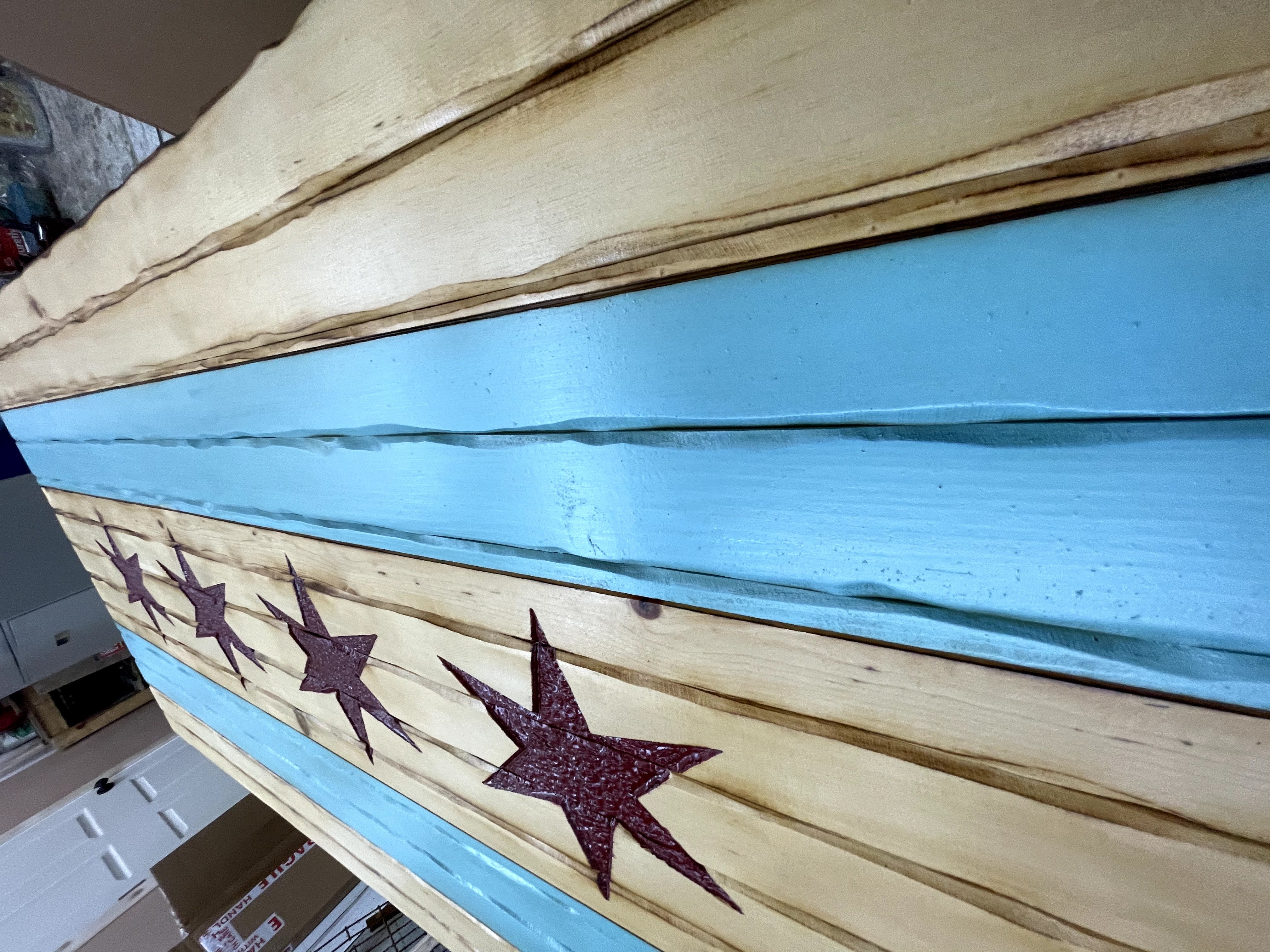 Chicago Handcarved Wooden Flag