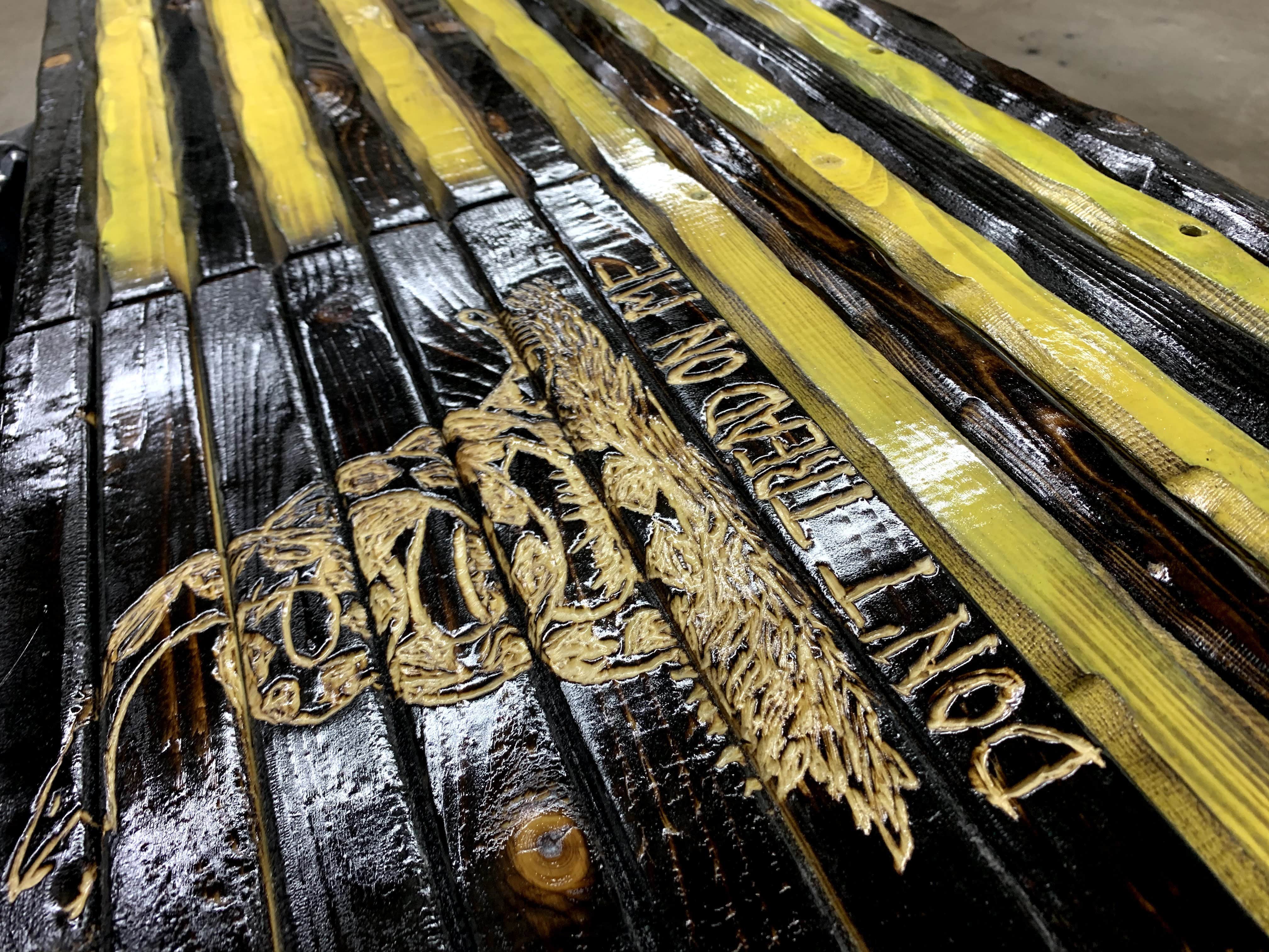 Don't Tread Glory Handcarved Wooden Flag