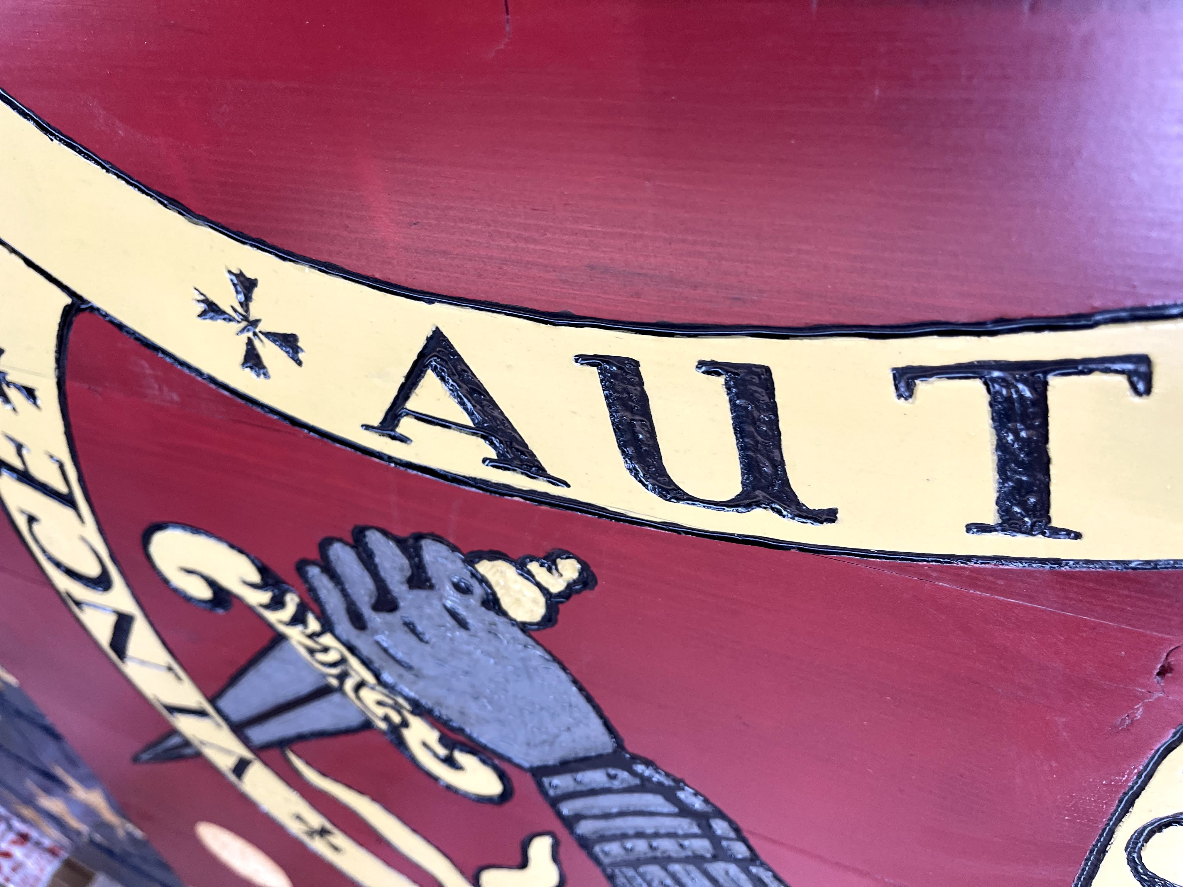 Bedford Handcarved Wooden Flag