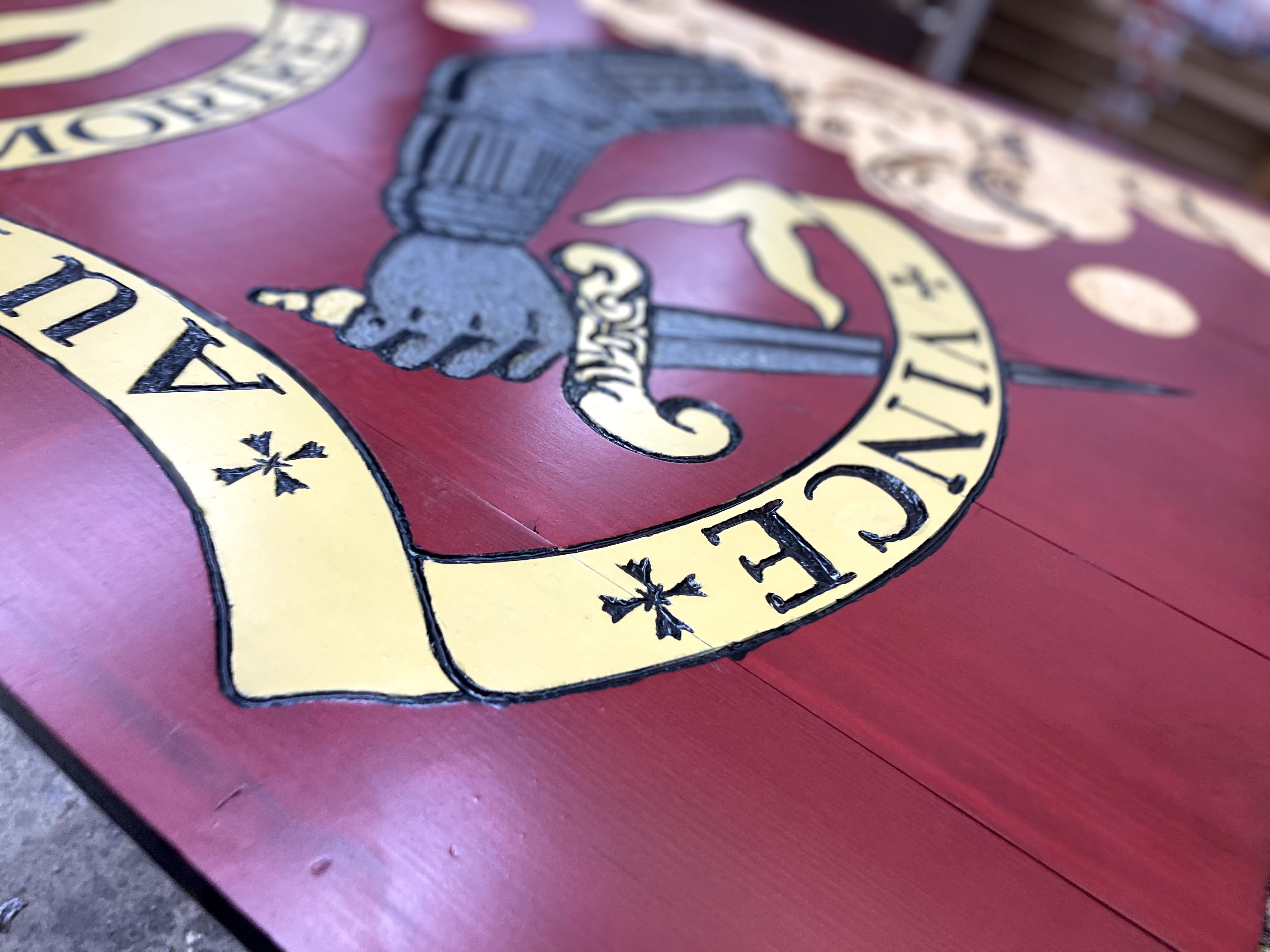 Bedford Handcarved Wooden Flag
