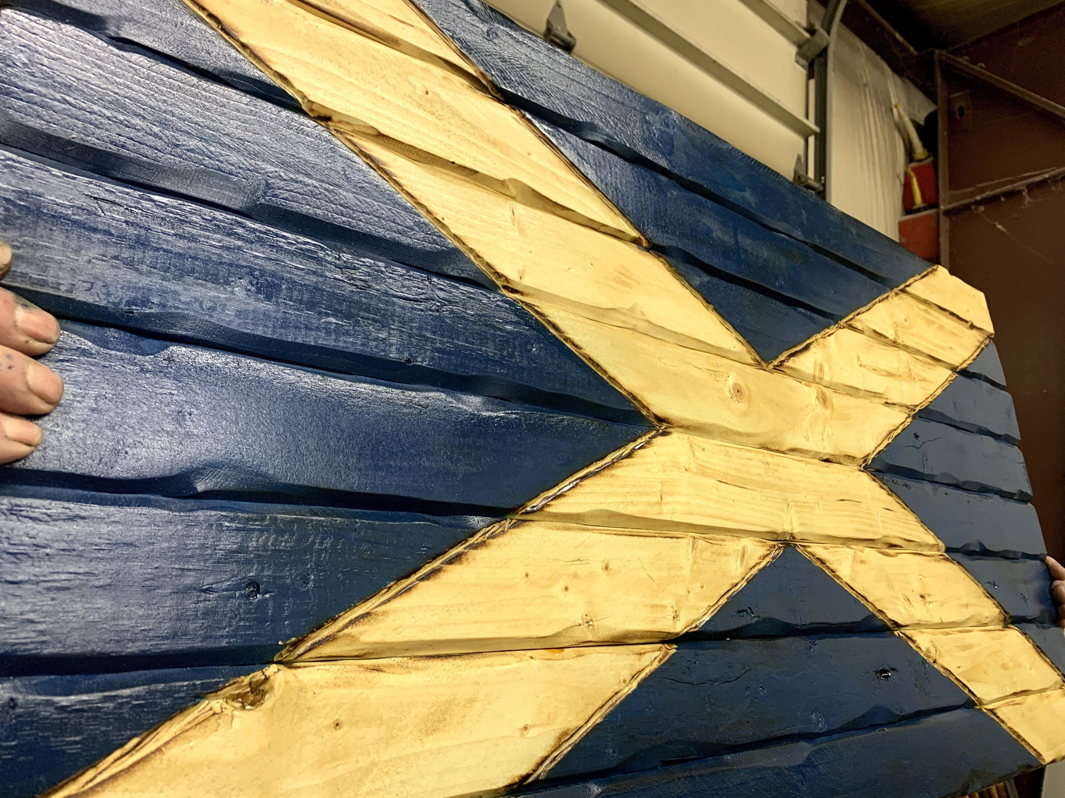 Scottish Handcarved Wooden Flag