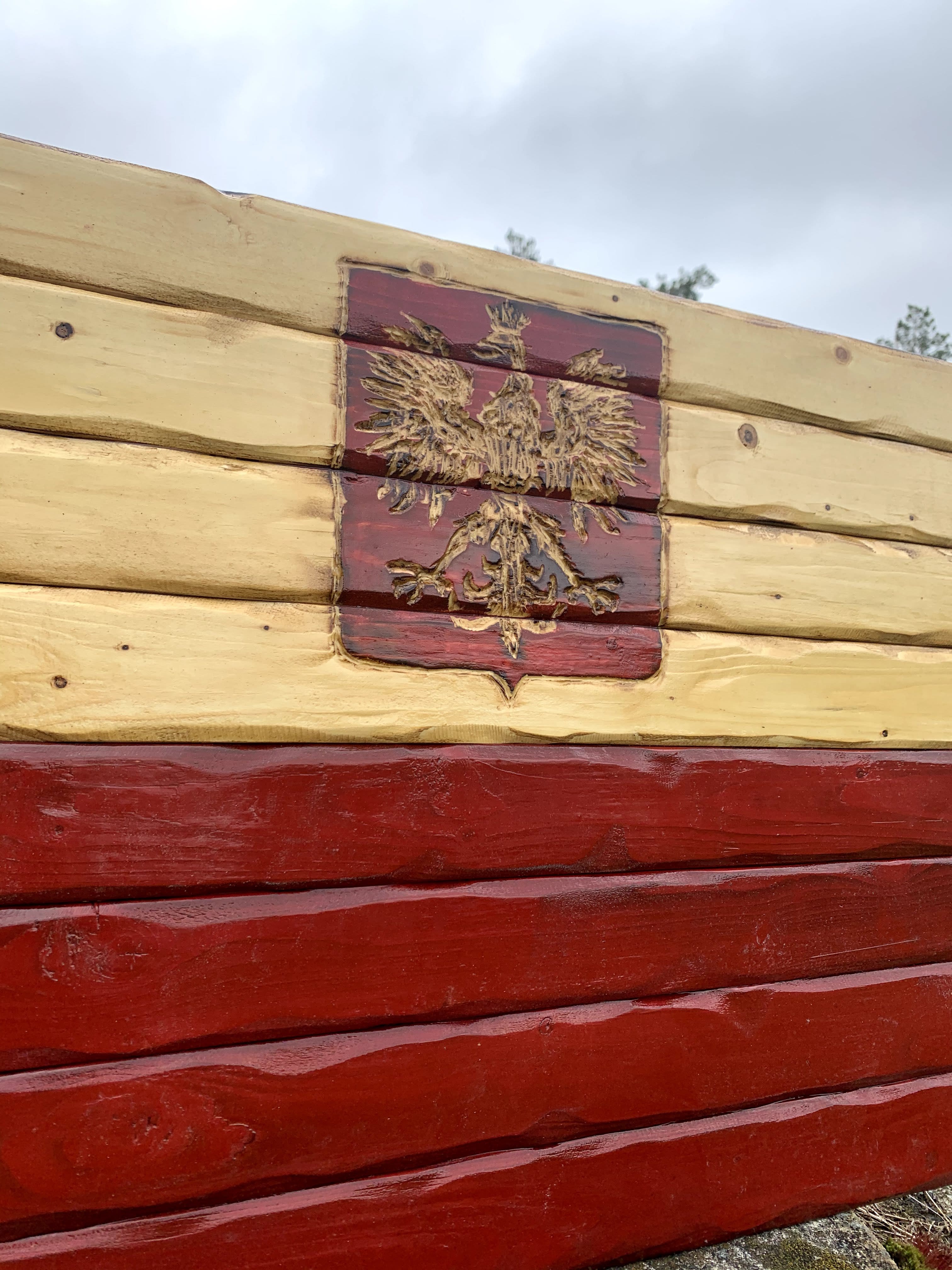 Polish Handcarved Wooden Flag