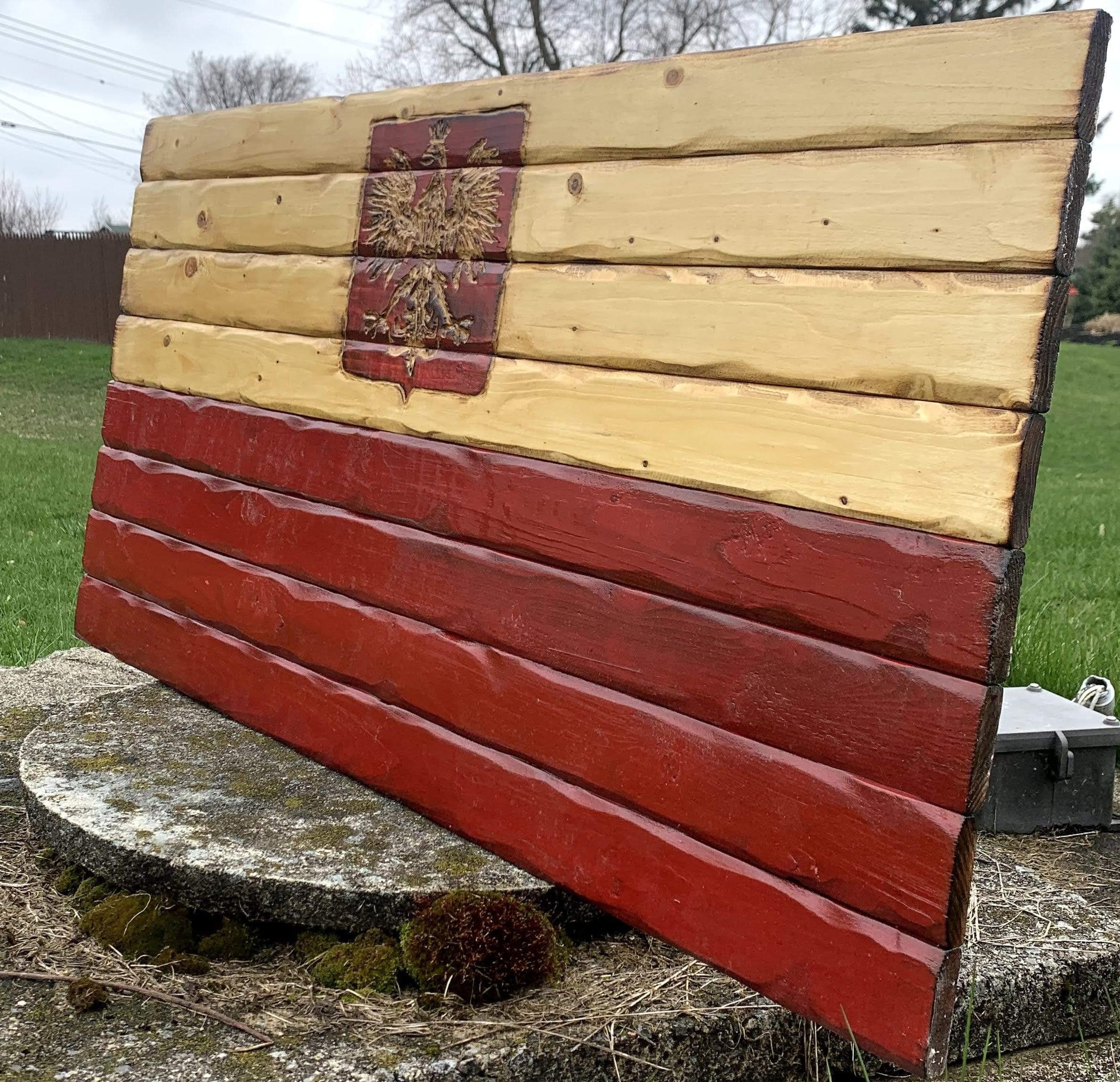 Polish Handcarved Wooden Flag