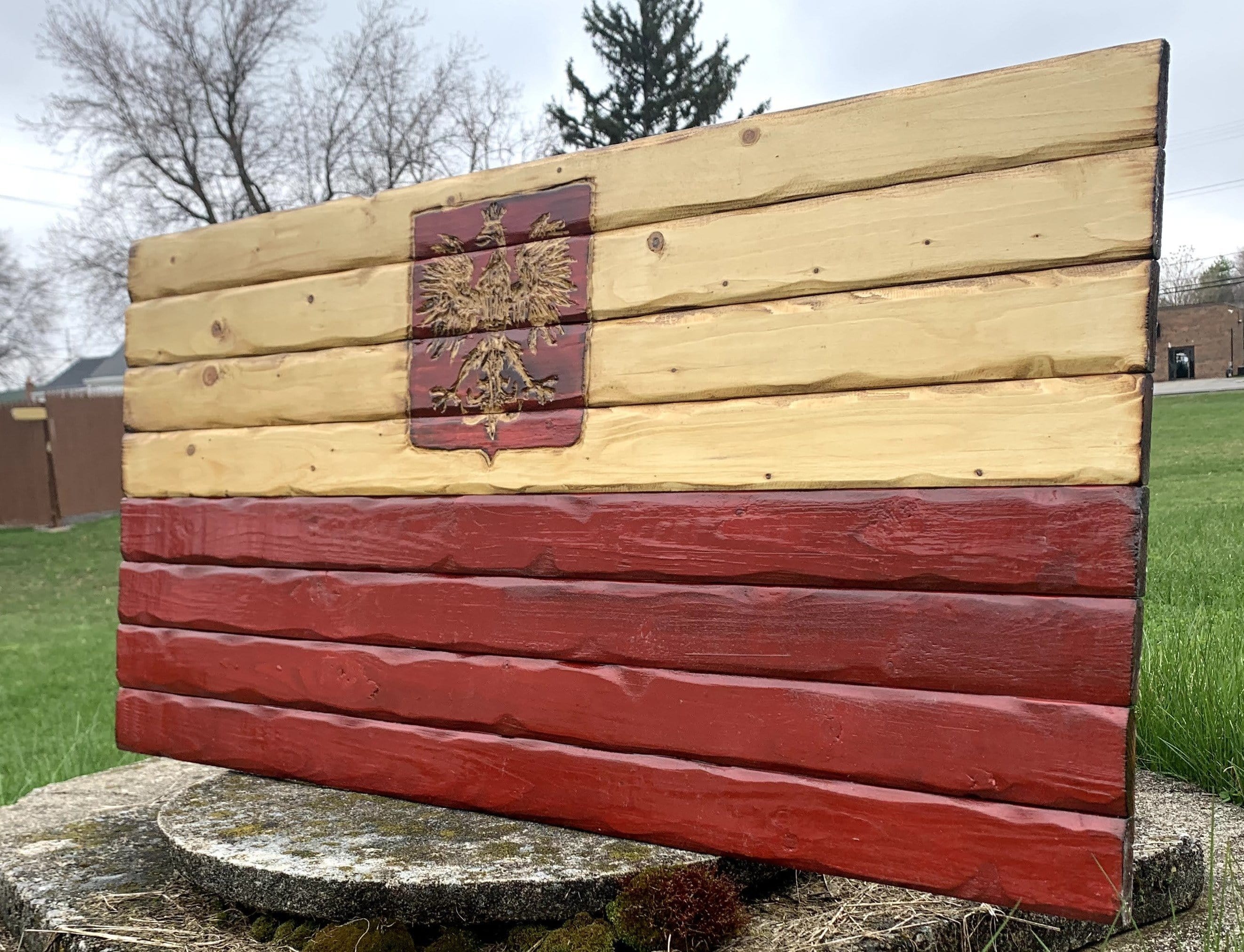 Polish Handcarved Wooden Flag
