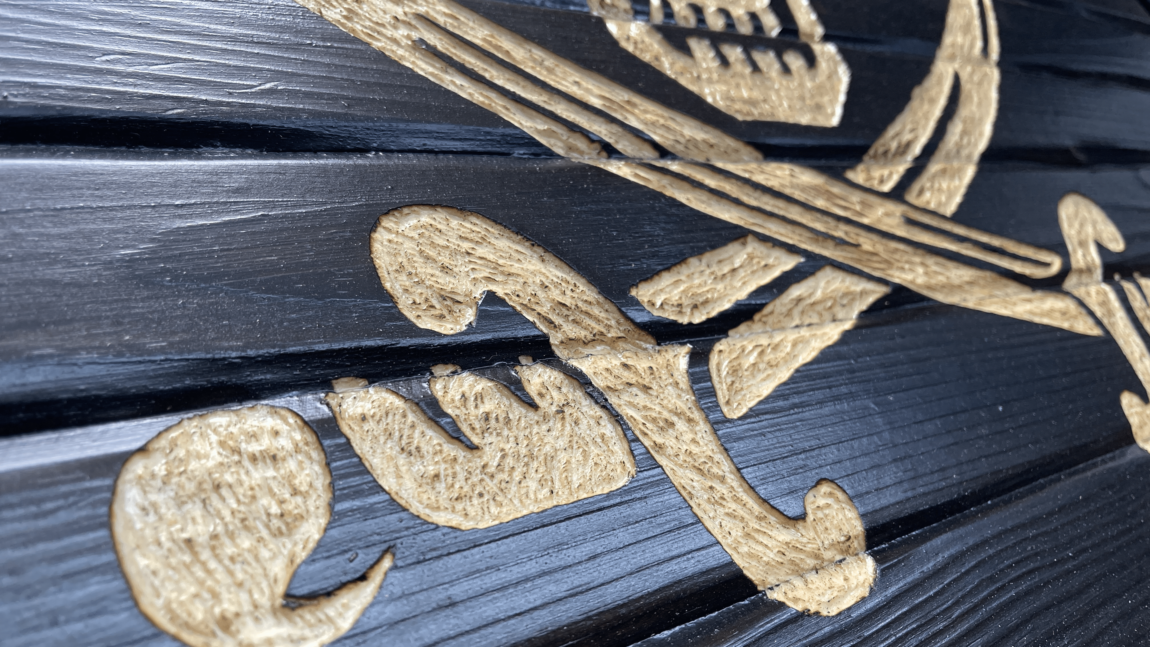 Jolly Roger Handcarved Wooden American Flag