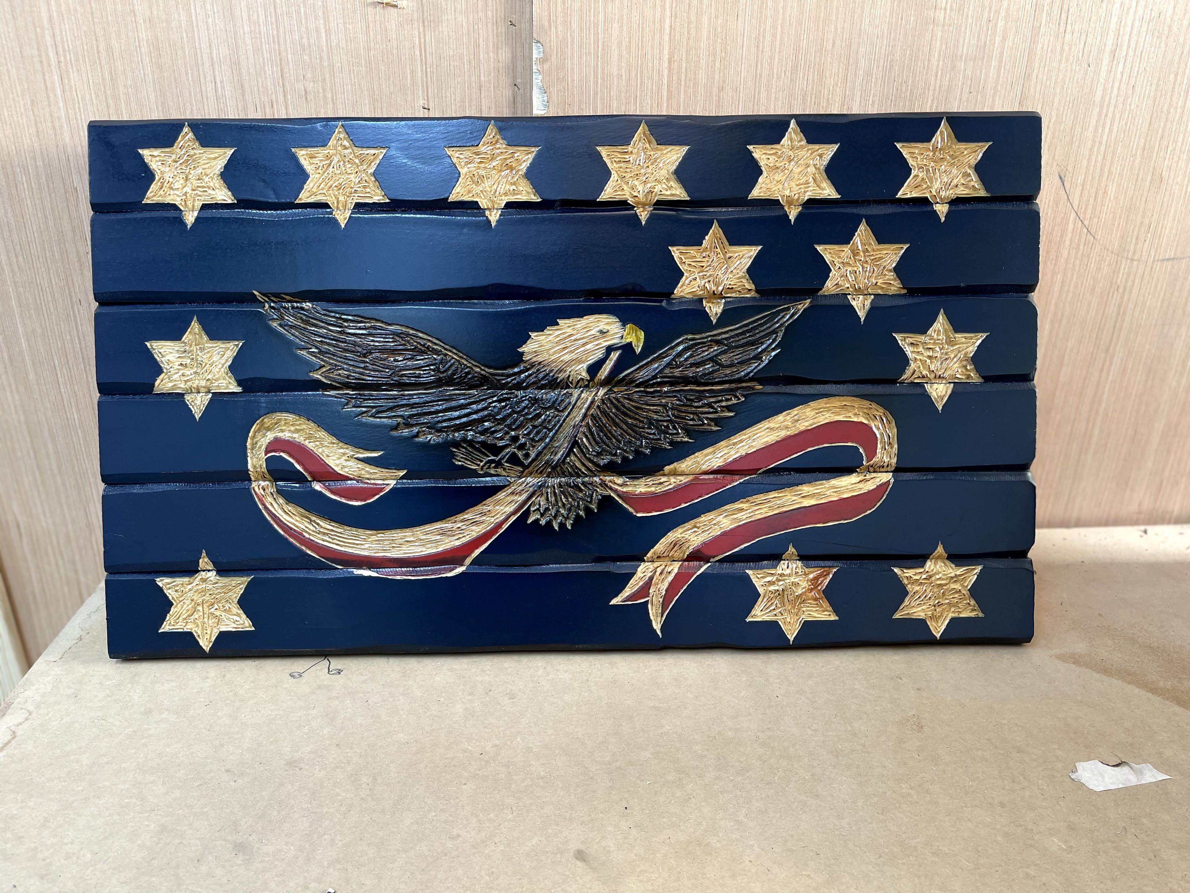 Whiskey Rebellion Handcarved Wooden Flag