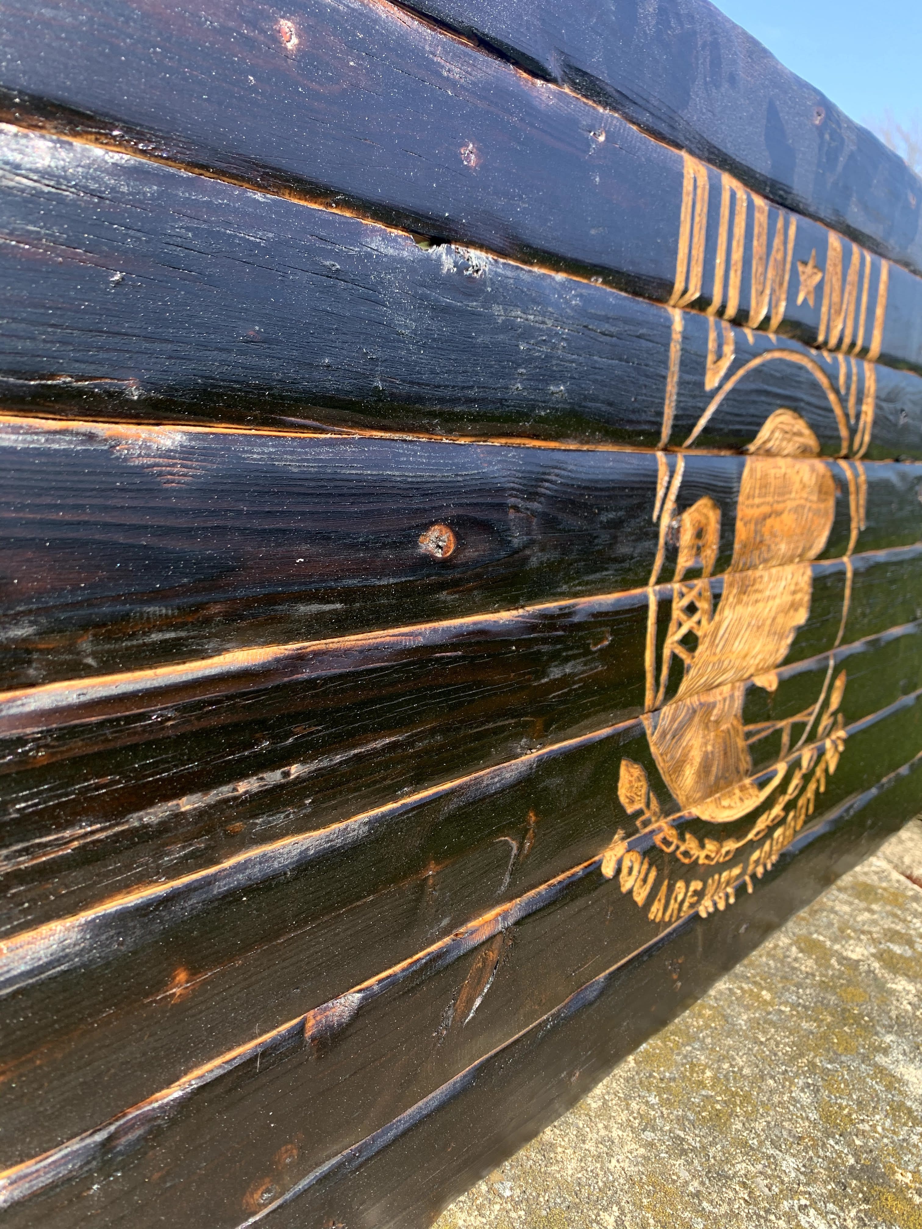 POW MIA Handcarved Wooden Flag
