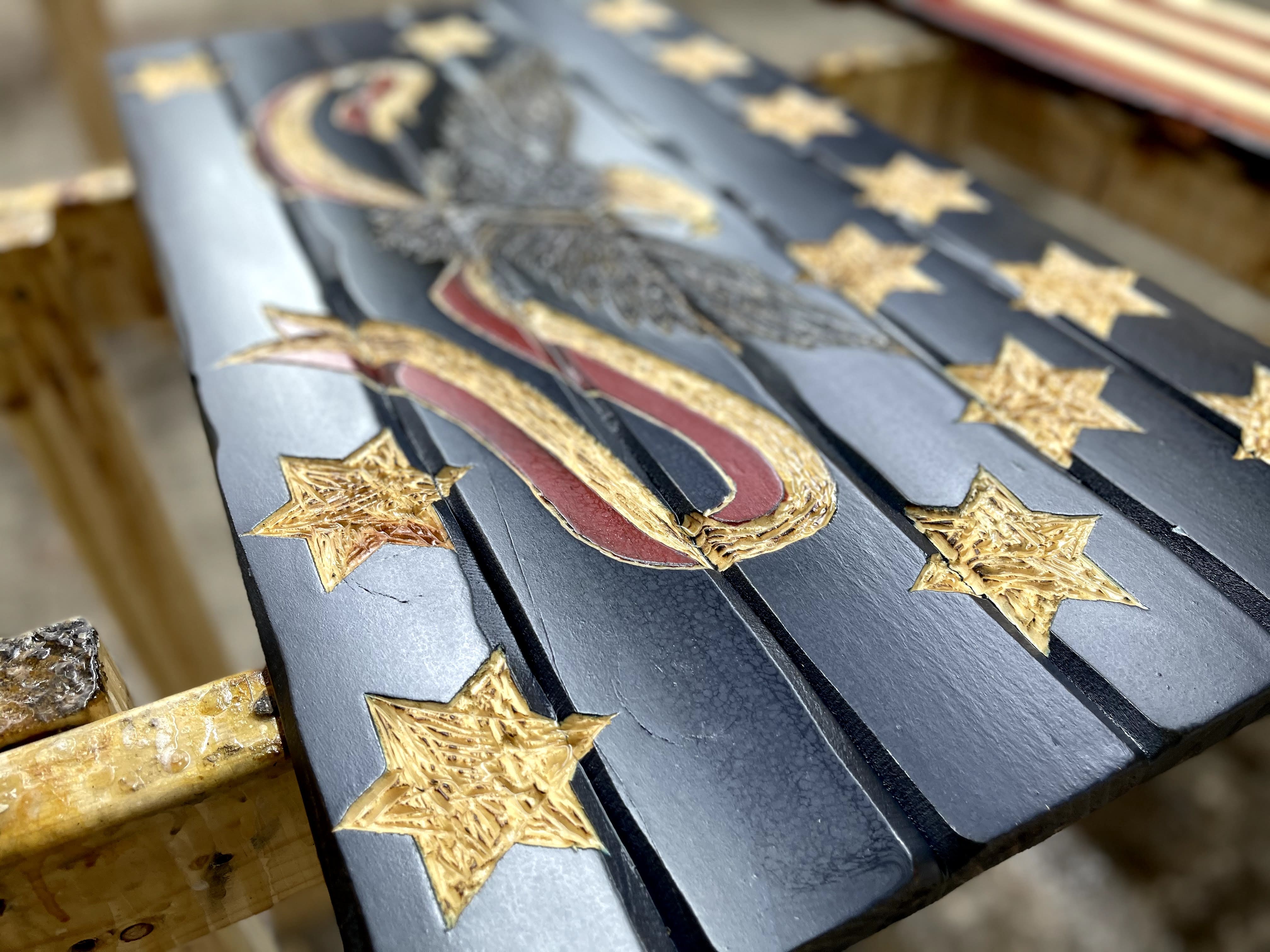 Whiskey Rebellion Handcarved Wooden Flag