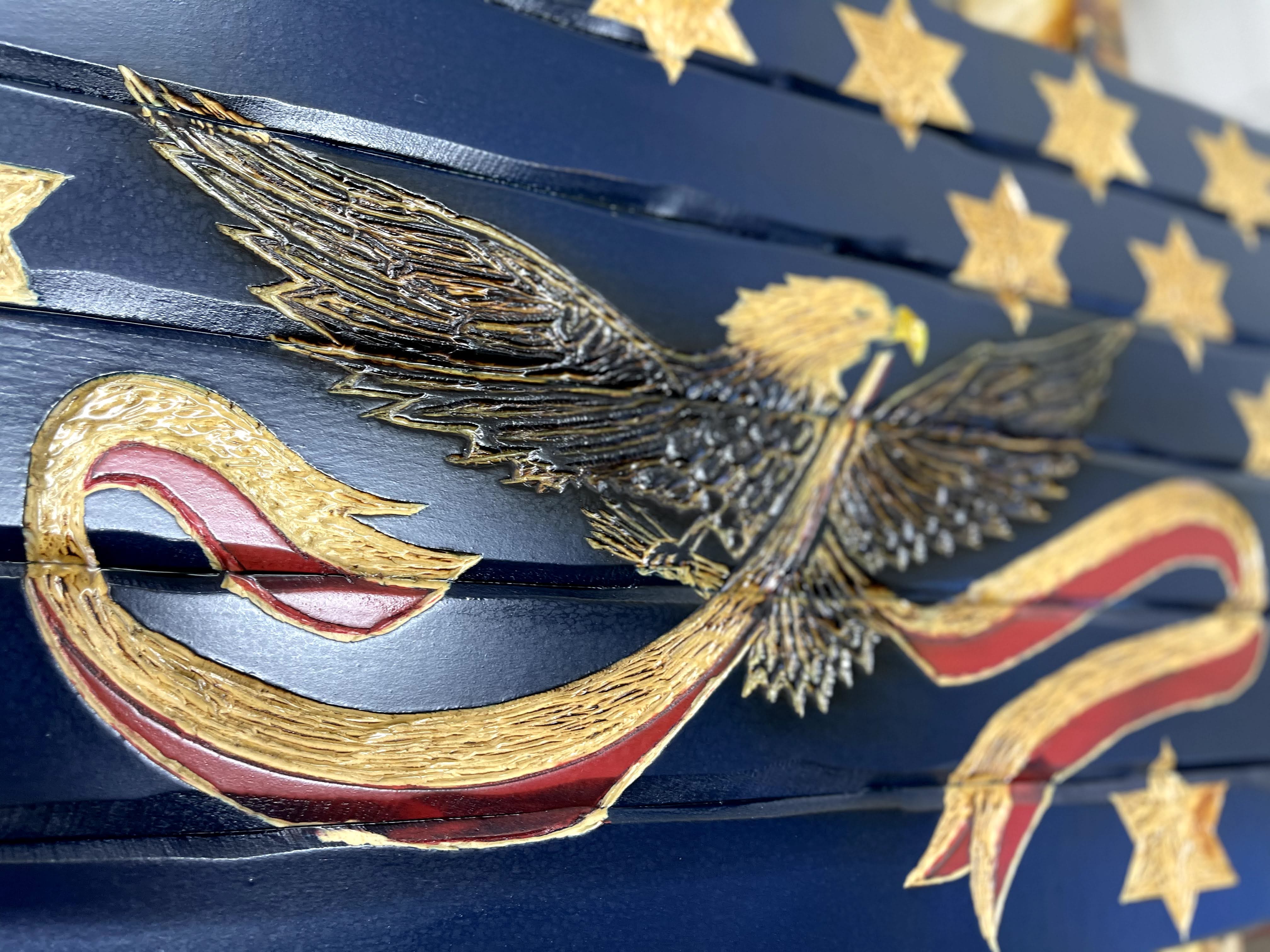 Whiskey Rebellion Handcarved Wooden Flag