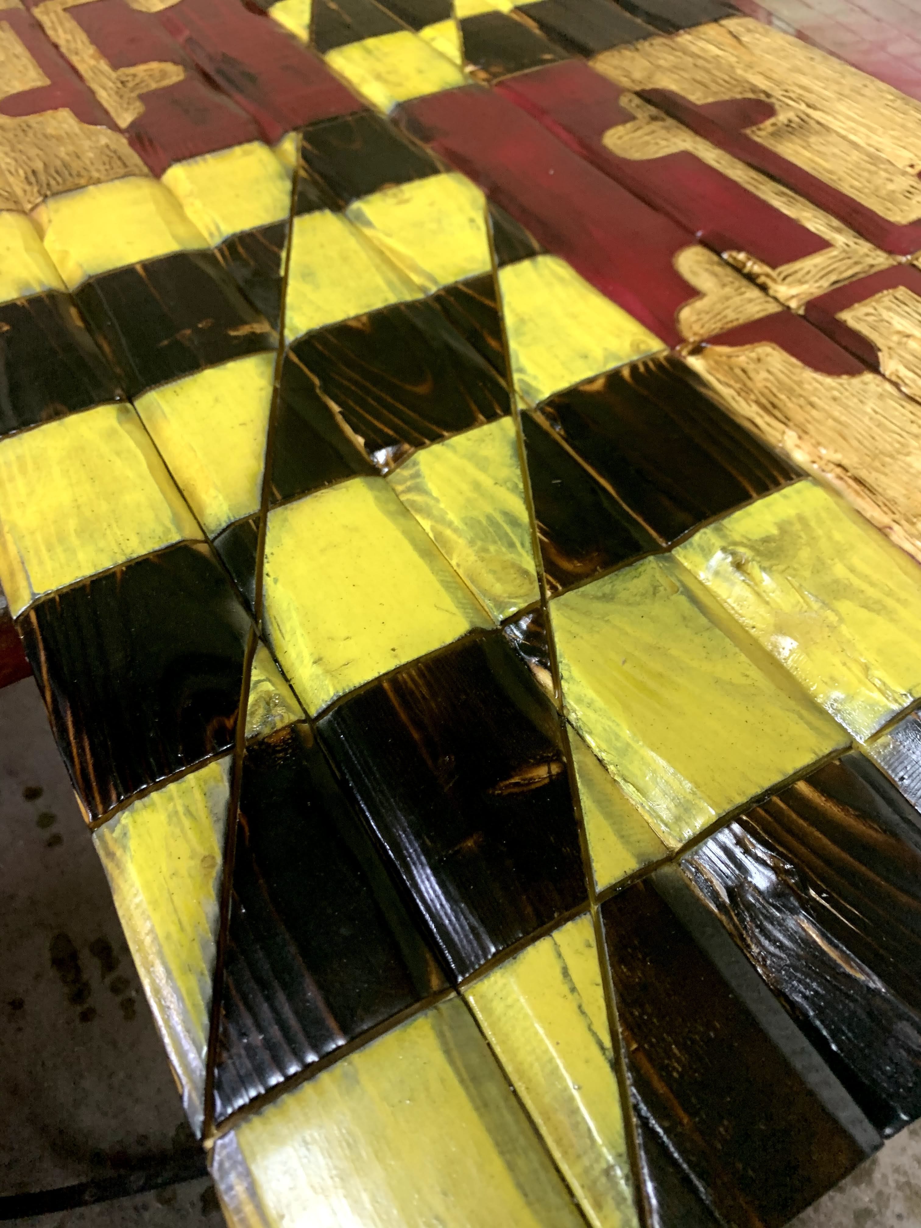 Maryland Handcarved Wooden Flag