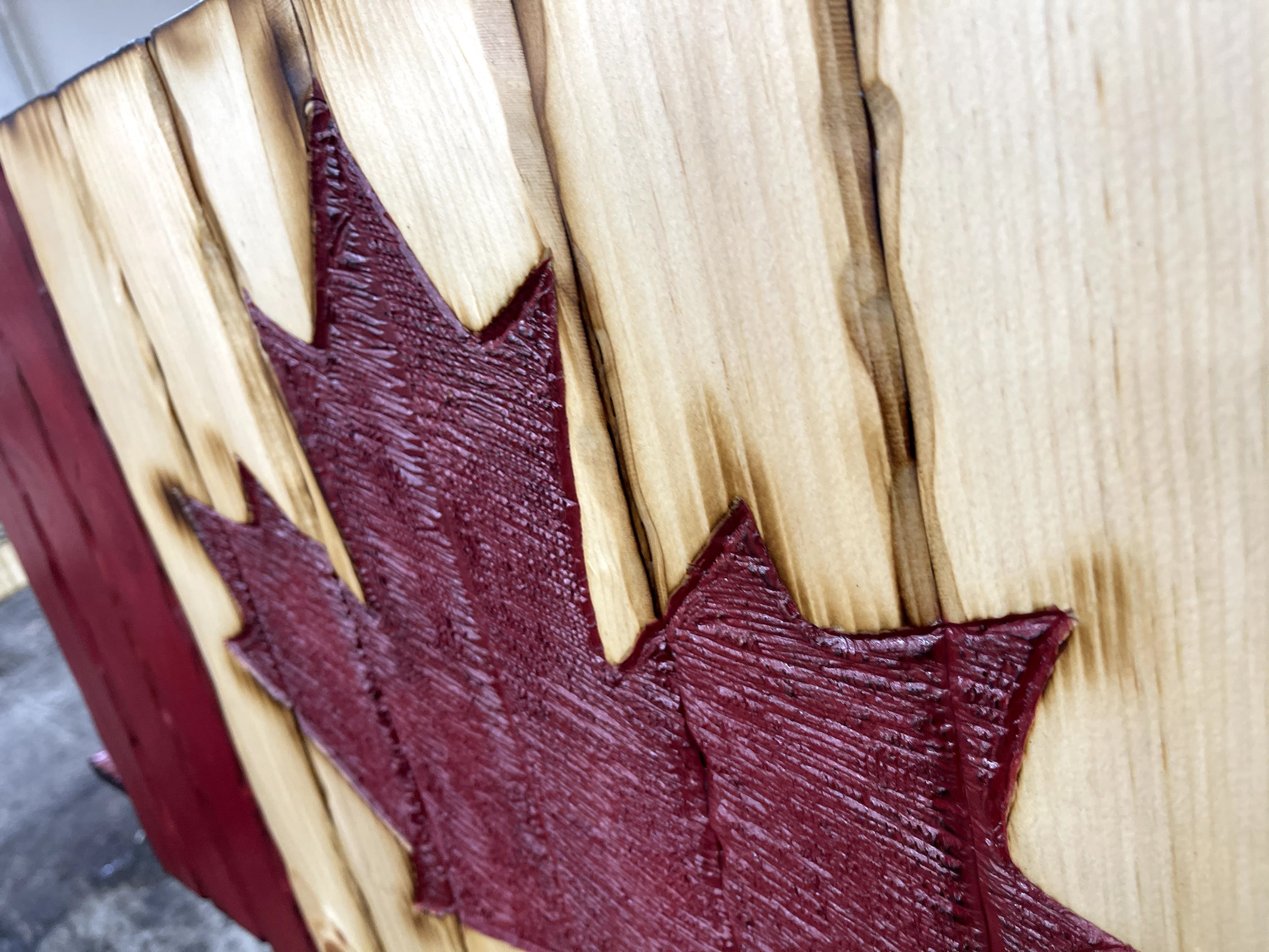 Canada Handcarved Wooden Flag