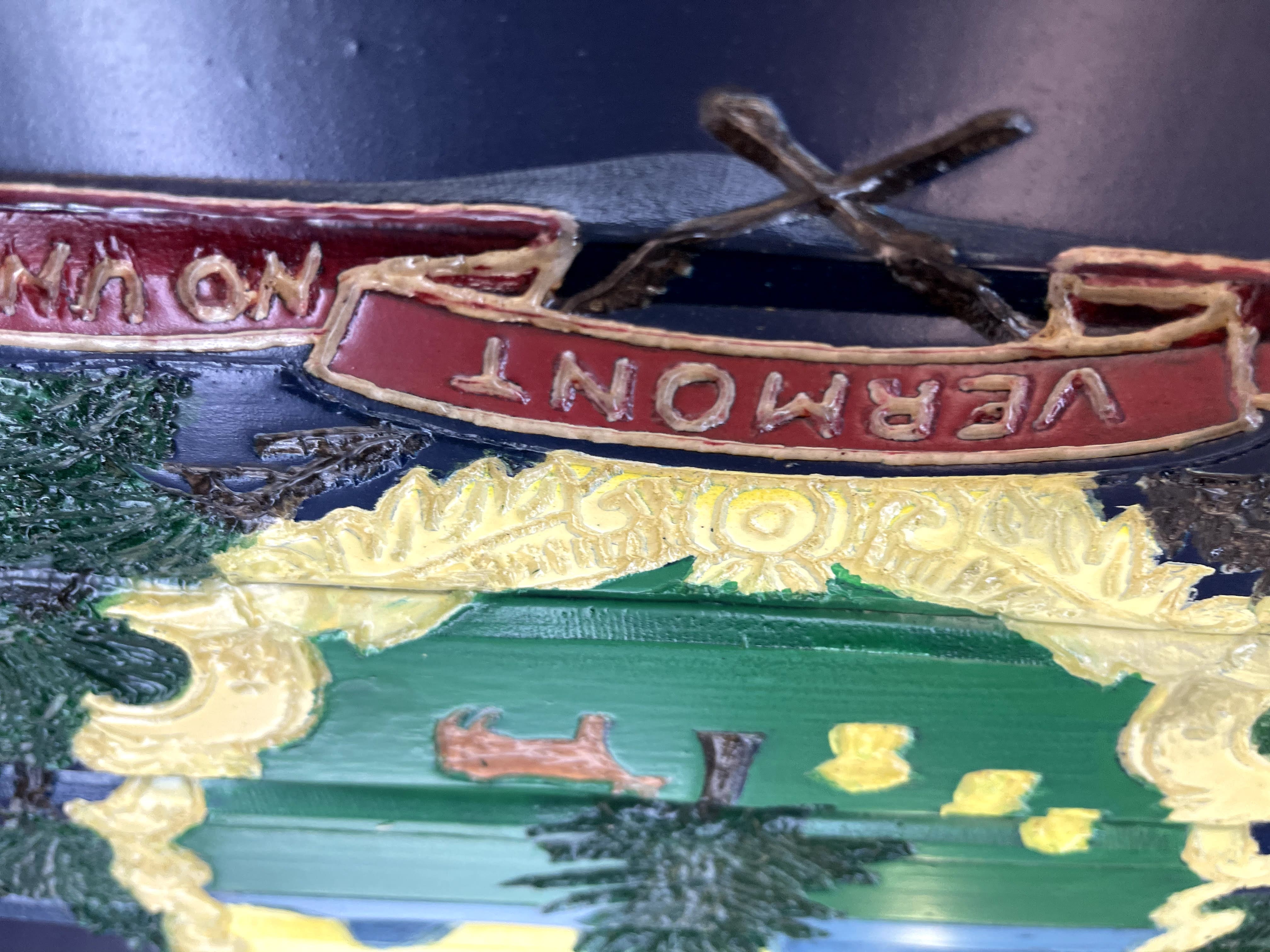 Vermont Handcarved Wooden Flag