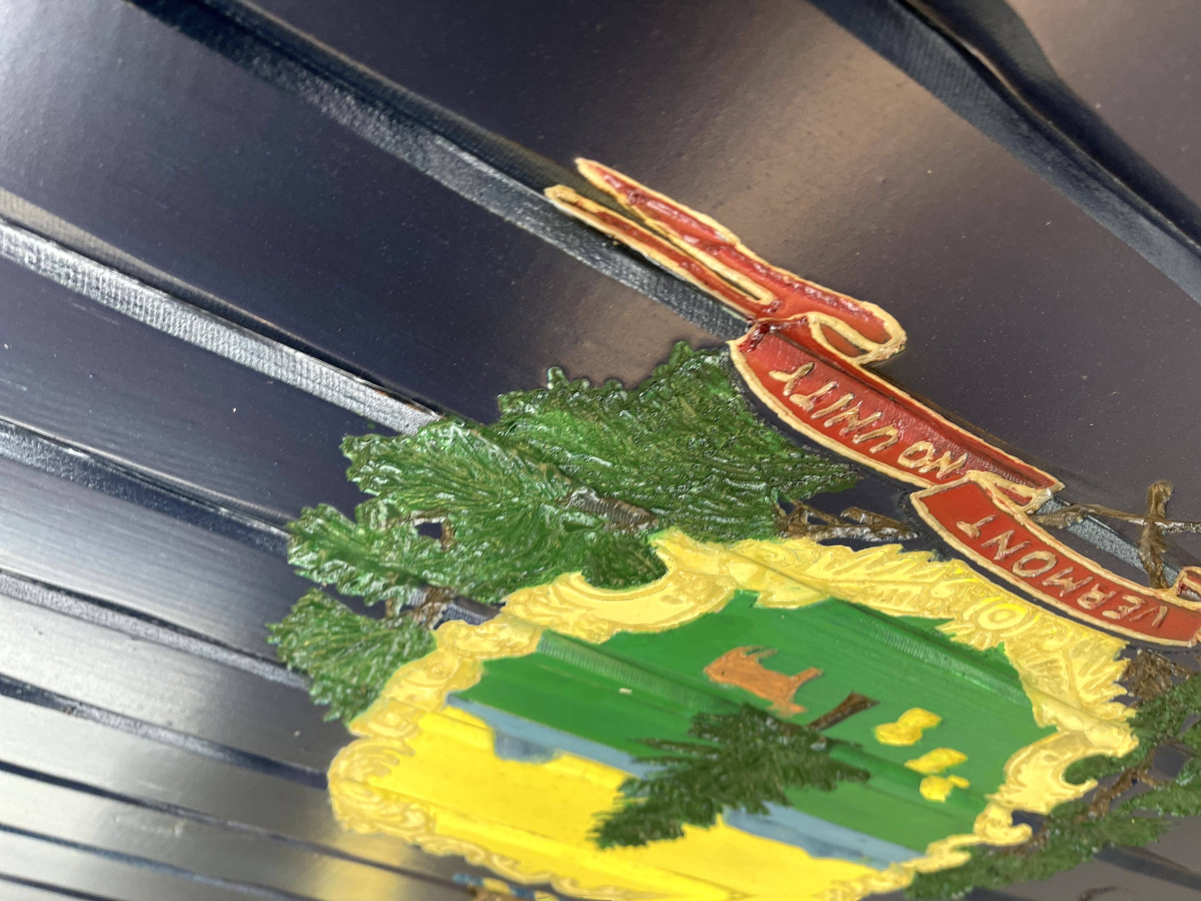 Vermont Handcarved Wooden Flag