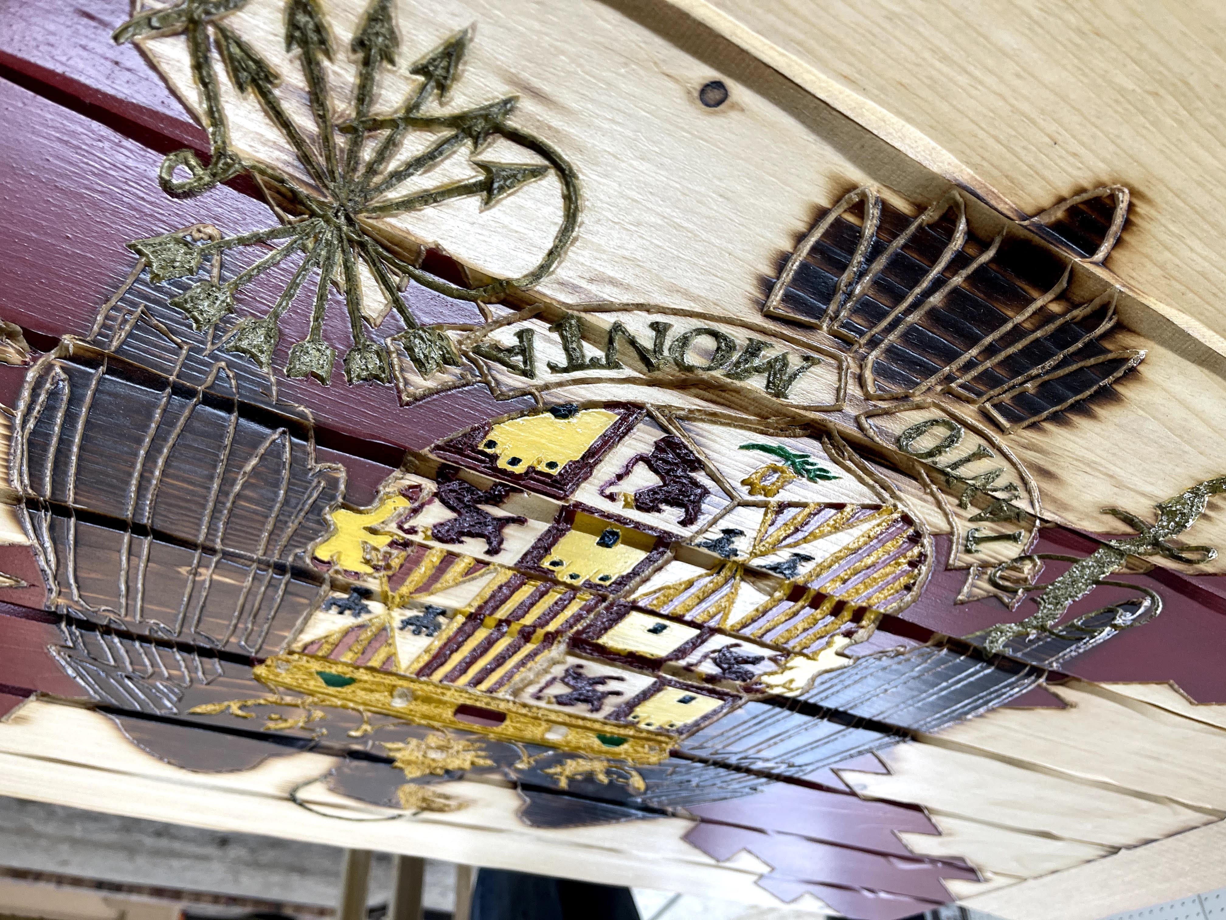 Spain Handcarved Wooden Flag