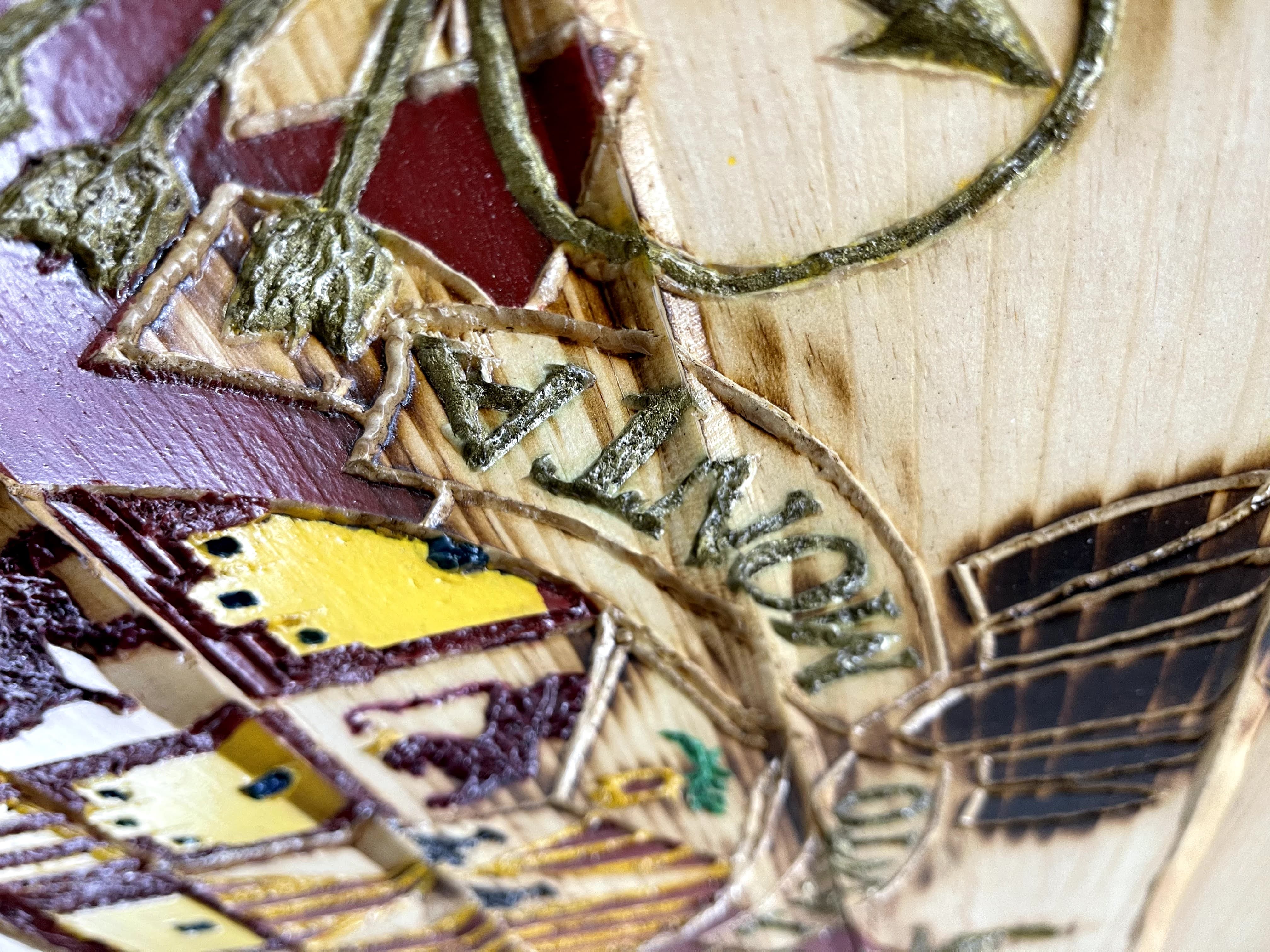 Spain Handcarved Wooden Flag