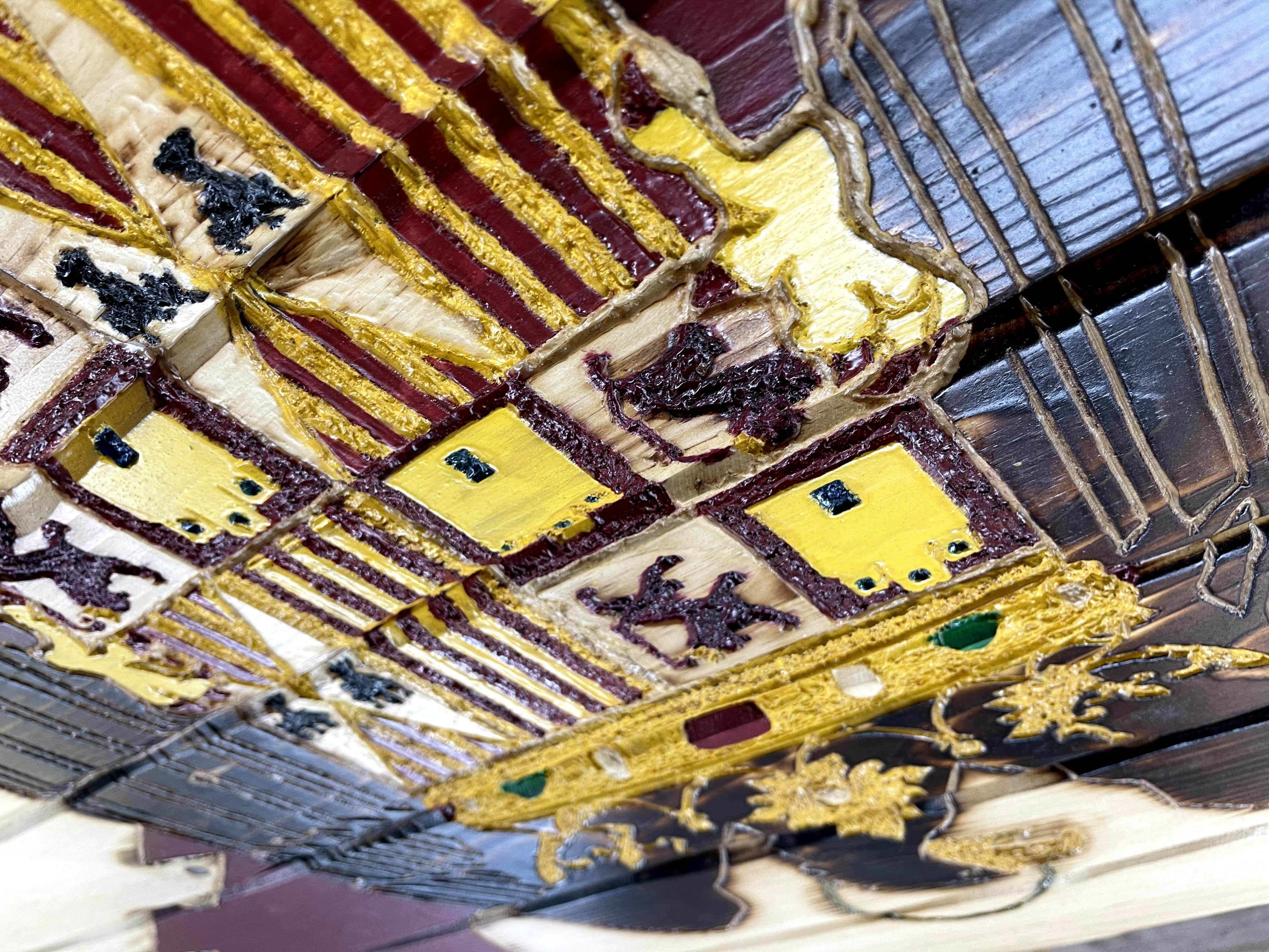 Spain Handcarved Wooden Flag