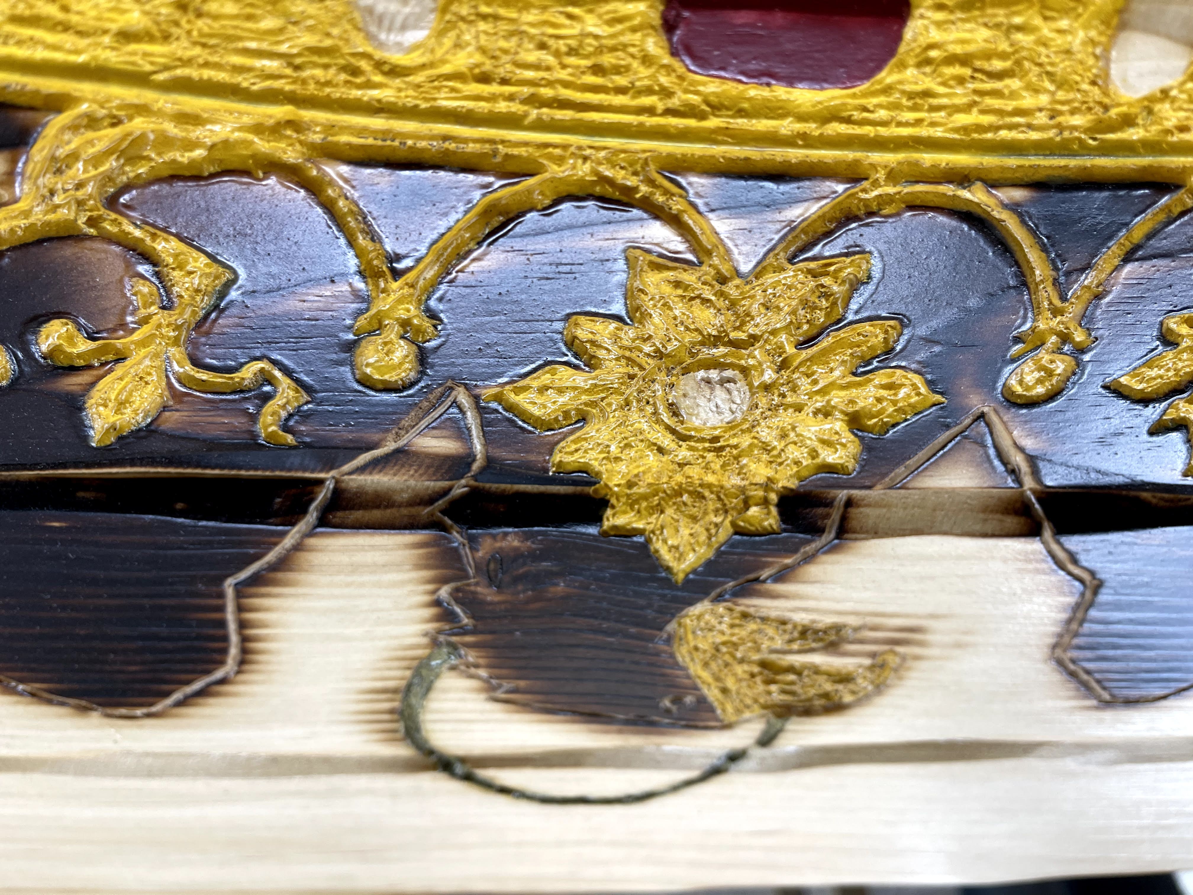 Spain Handcarved Wooden Flag